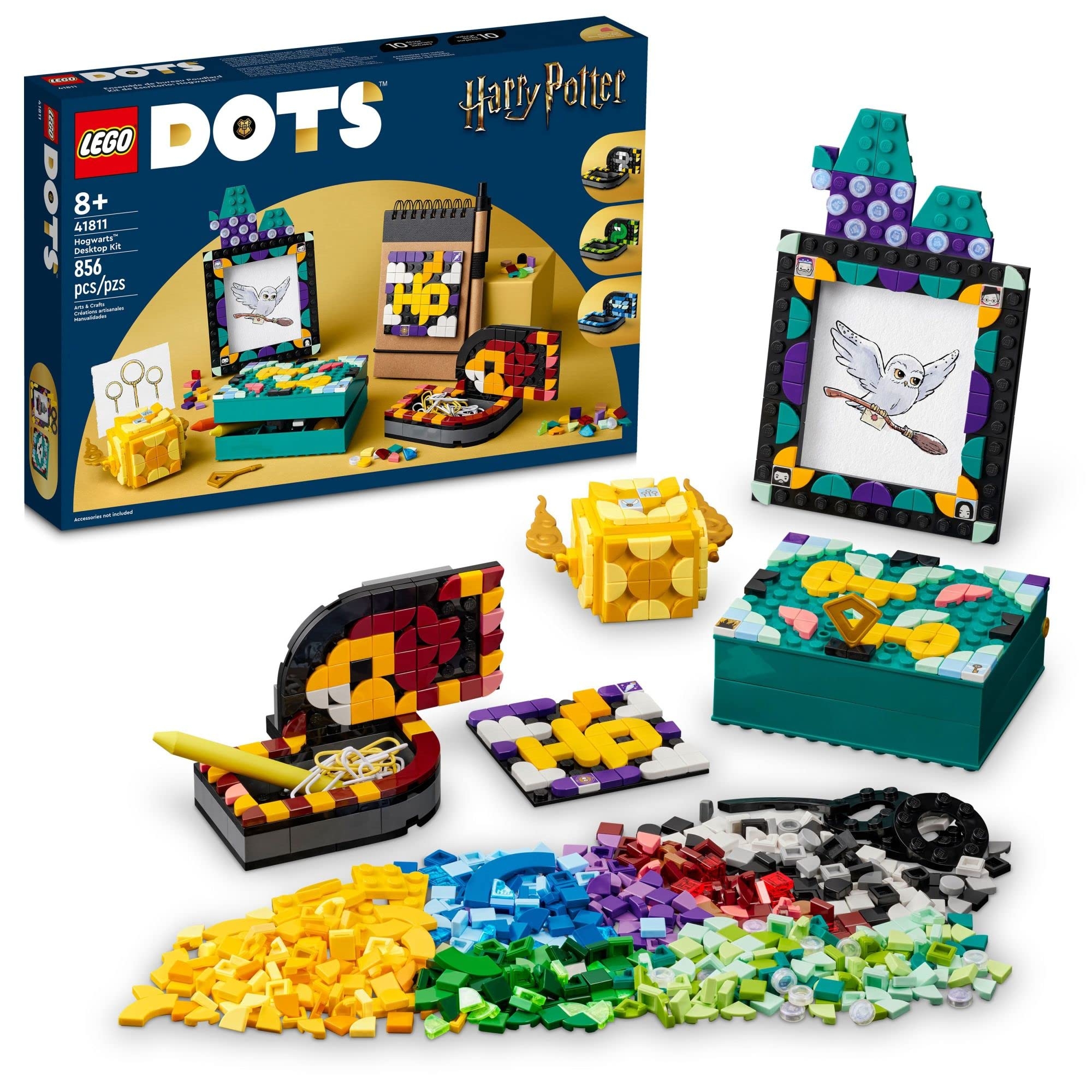 Amazon LEGO DOTS Hogwarts Desktop Kit 41811 DIY Harry Potter Back To School Accessories And Supplies Desk D cor Items And Patch Sticker Crafts Toys Toys Games