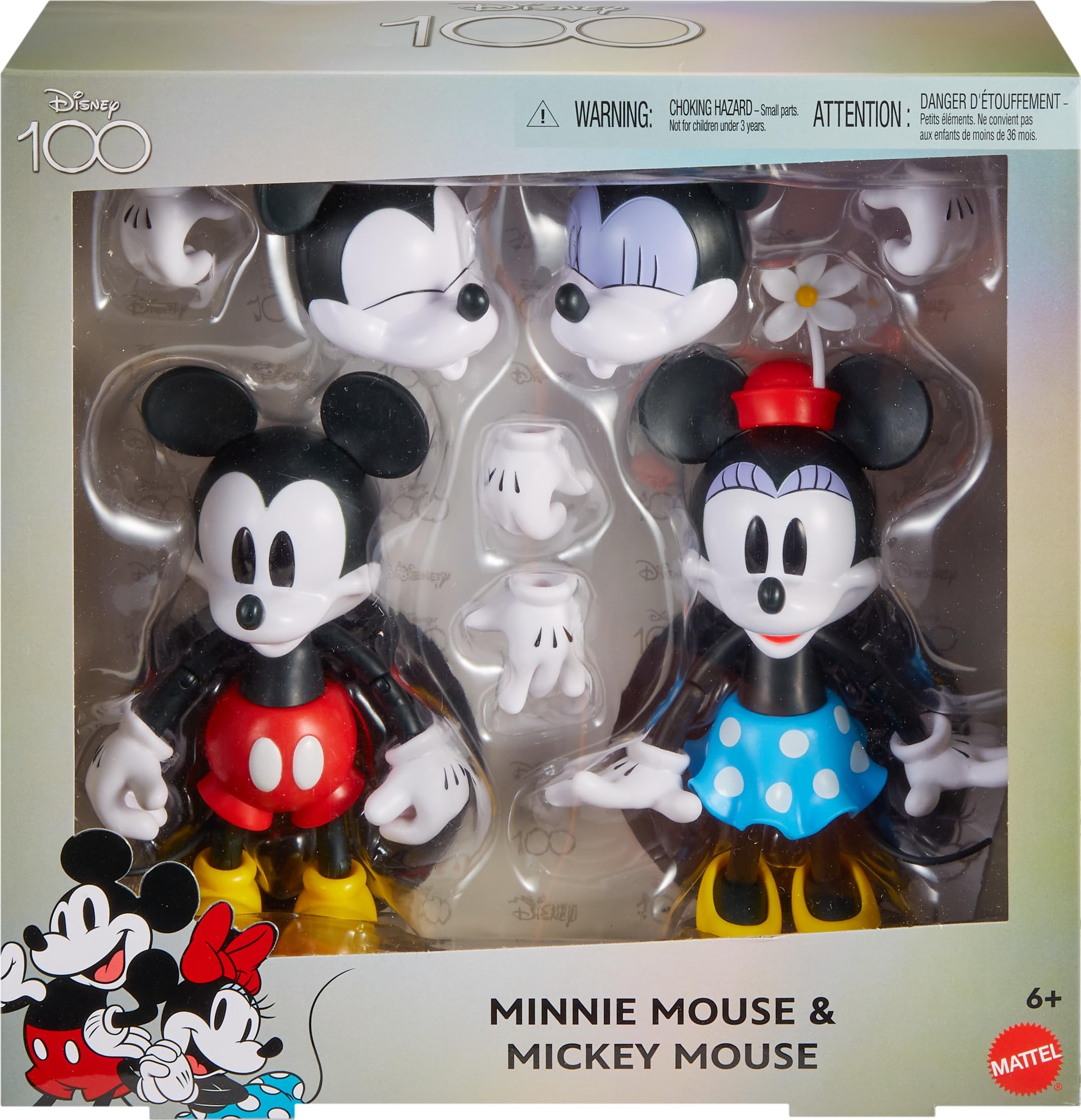 Amazon Mattel Disney 100 Collectible Action Figures Mickey And Minnie Mouse Posable Characters Swappable Head Hands Soft Good Elements Toys Games