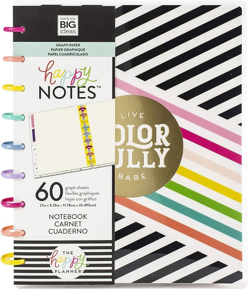 Amazon Me My Big Ideas Happy Planner Medium Notebook W 60 Sheets Live Colorfully Graph Office Products