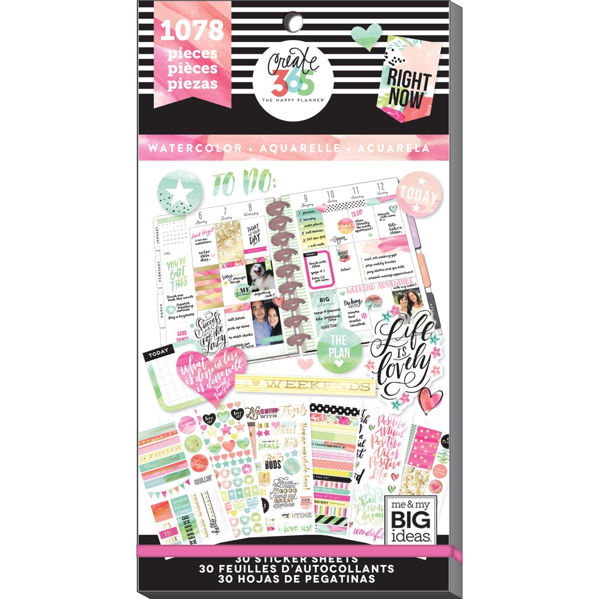Amazon Me My BIG Ideas Sticker Value Pack The Happy Planner Scrapbooking Supplies Watercolor Theme Multi Color Gold Foil Great For Projects Scrapbooks Albums 30