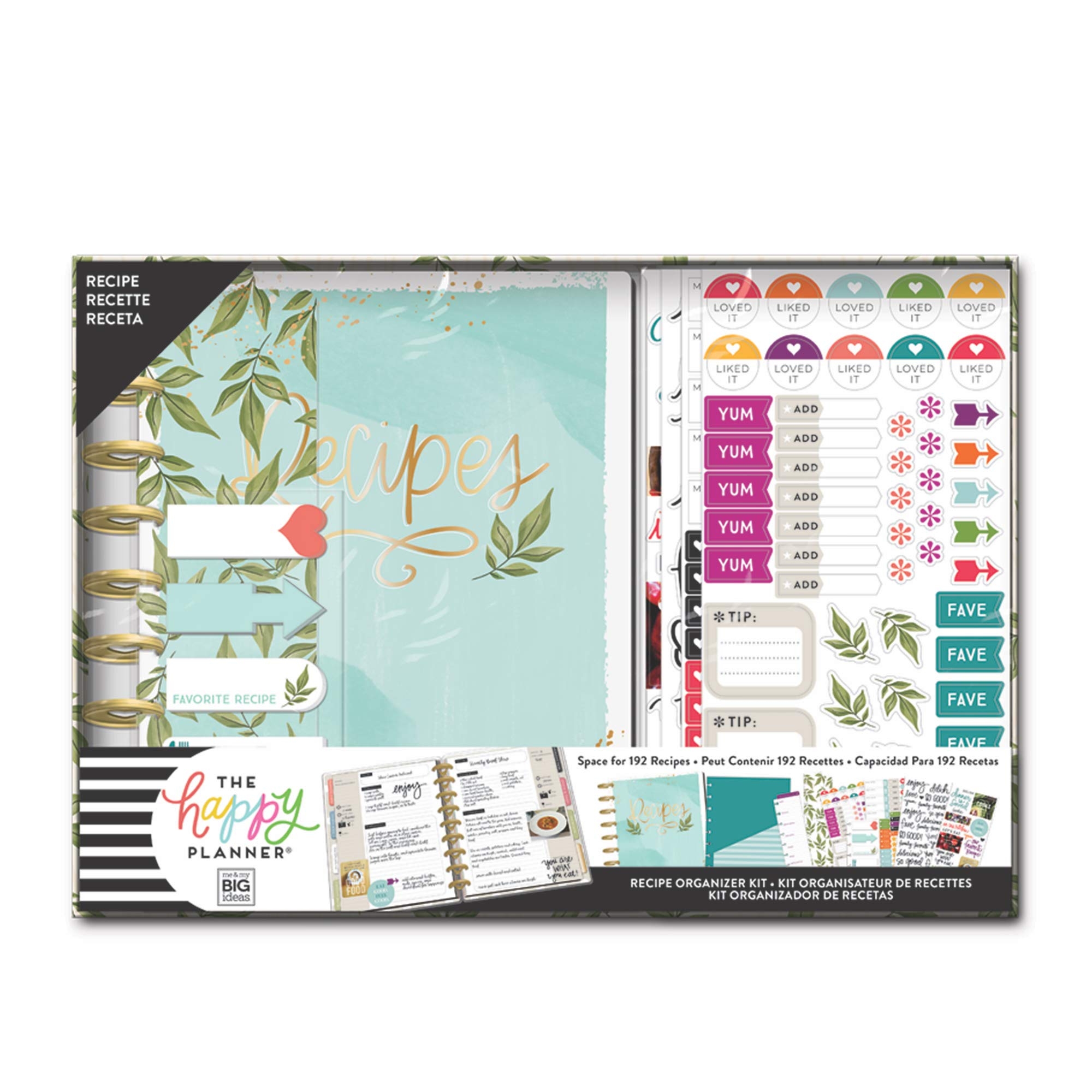 Amazon Me My BIG Ideas The Happy Planner Box Kit Recipe Foodie Theme 8 Month Undated Recipe Layout Holds 192 Recipes 8 Dividers 170 Stickers 1 Notepad 4 Sticky Note Pads Classic Size Office Products