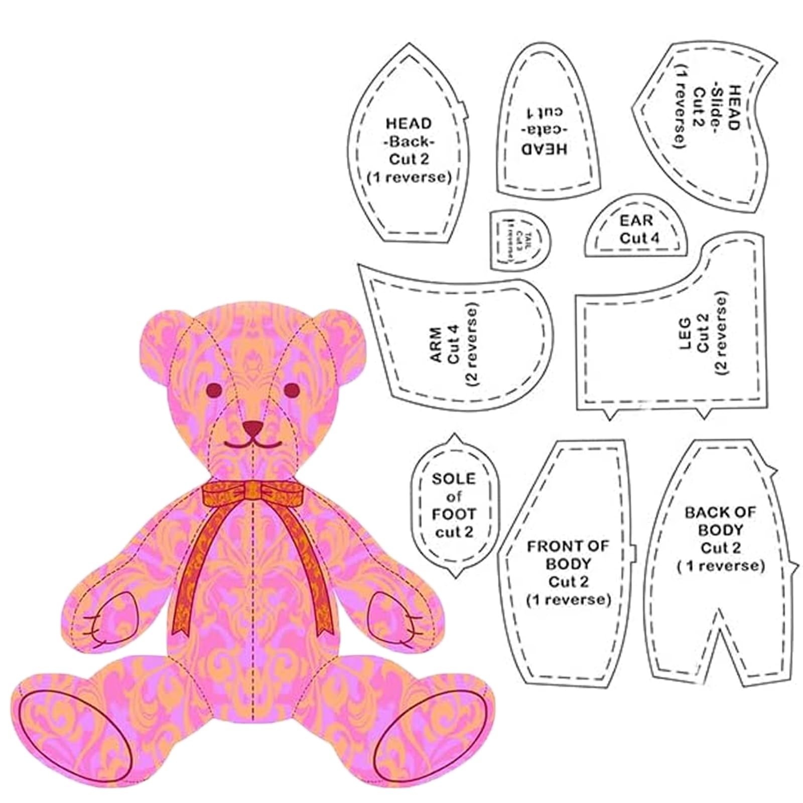 Amazon Memory Bear Template Ruler Set With Instructions Acrylic Quilting Cutting Set For Bear Pattern Home Art Craft 10 PCS A 12inch 
