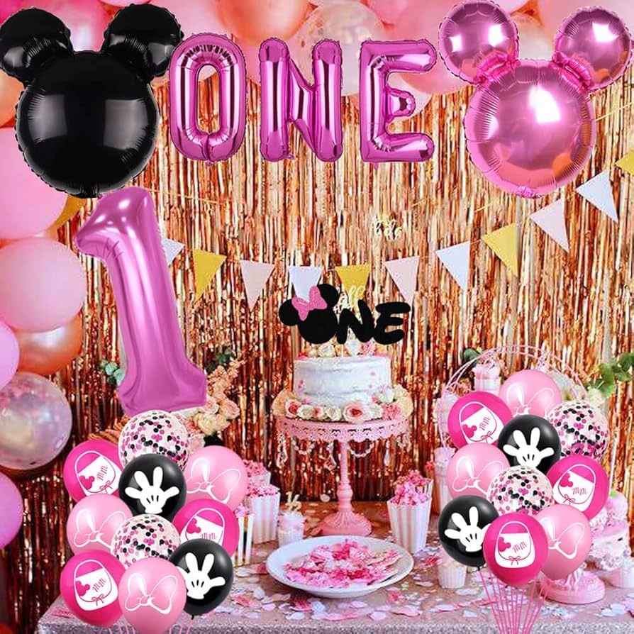 Amazon Onederful 115 Pcs Pink 1st Birthday Party Decorations Pink Cartoon Balloons Arch Backdrop TableCloth Tableware For Girl s 1st Birthday Toys Games