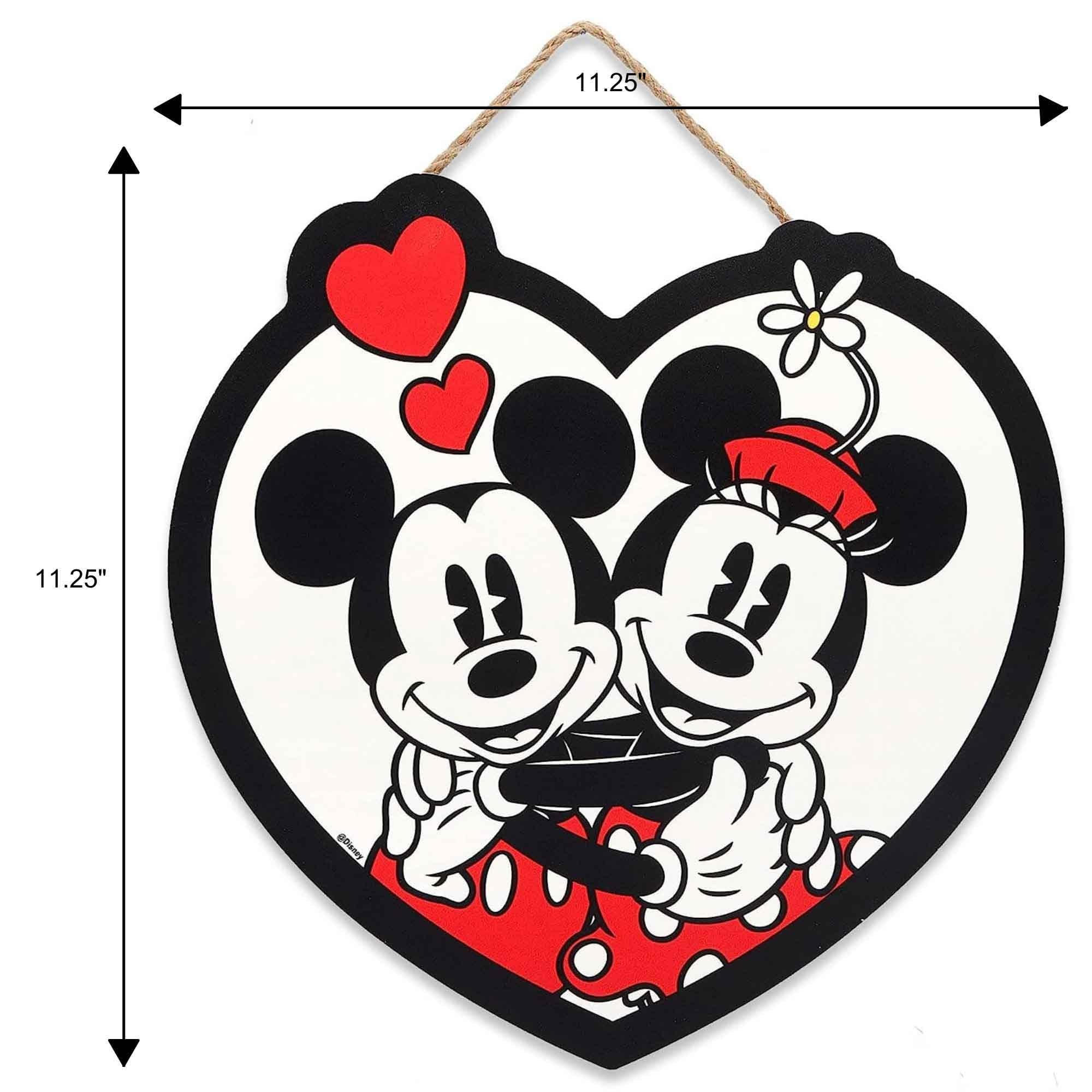 Amazon Open Road Brands Disney Mickey Mouse And Minnie Mouse Heart Shaped Wall Art Sign Home Kitchen