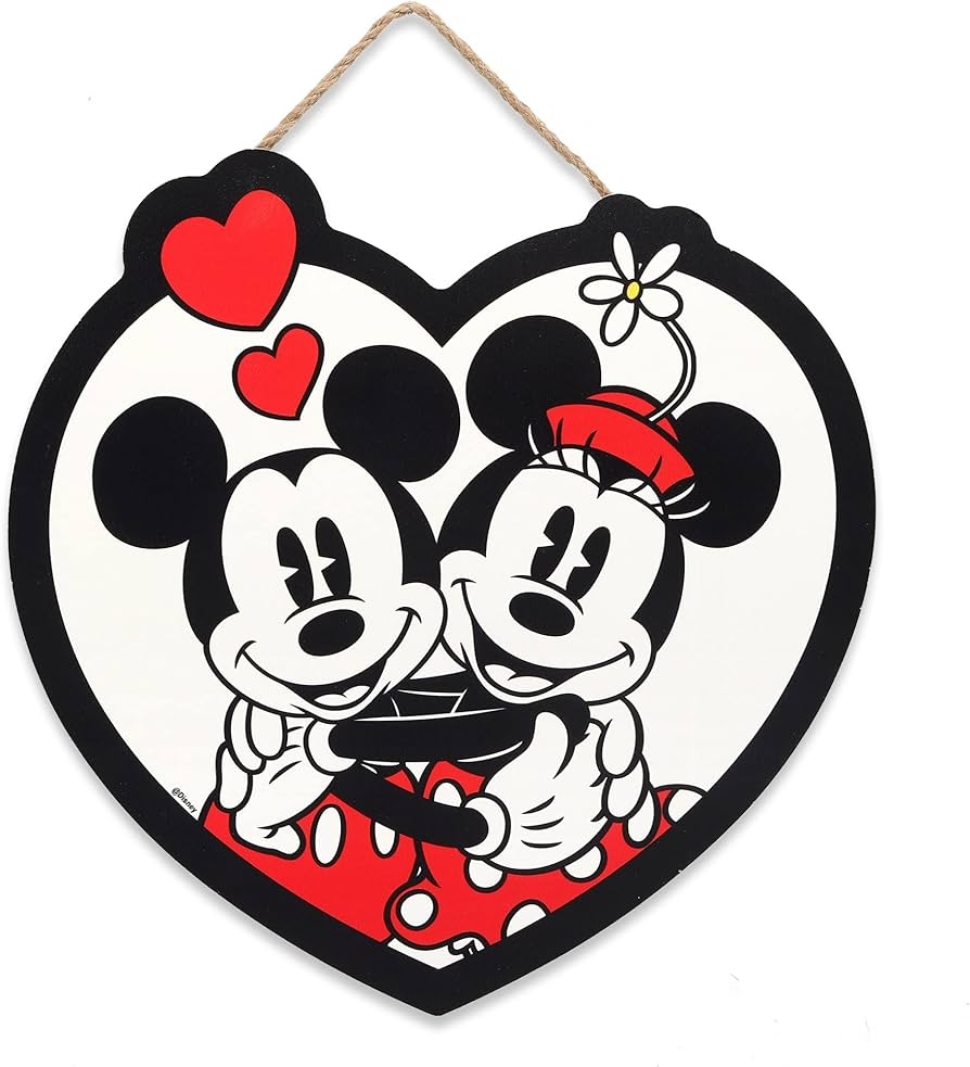 Amazon Open Road Brands Disney Mickey Mouse And Minnie Mouse Heart Shaped Wall Art Sign Home Kitchen