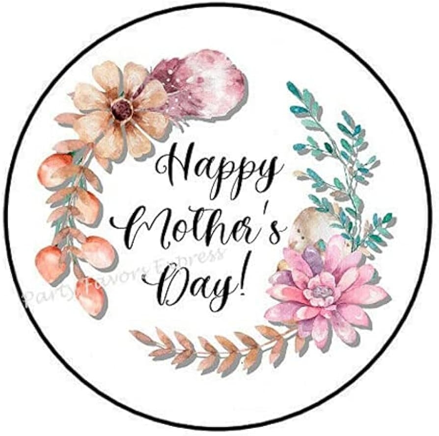 Amazon Party Favors Express 1 5 Inch Happy Mother s Day Stickers Multicolor Round Flower Stickers 180 Pcs Office Products