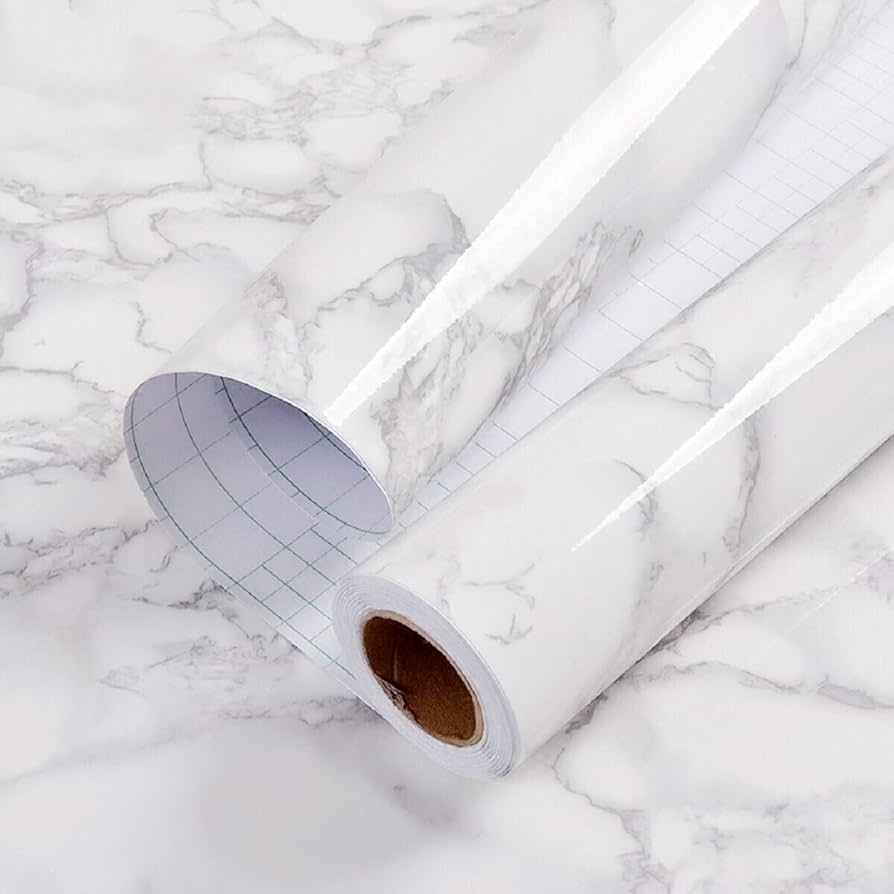 Amazon PracticalWs Glossy Marble Contact Paper Granite White Grey Kitchen Countertop Cabinets Furniture Refurbishment Wall Paper Thick Removable Wallpaper Peel And Stick Wall Decor Vinyl Wrap 11 8 x78 7 Tools Home Improvement