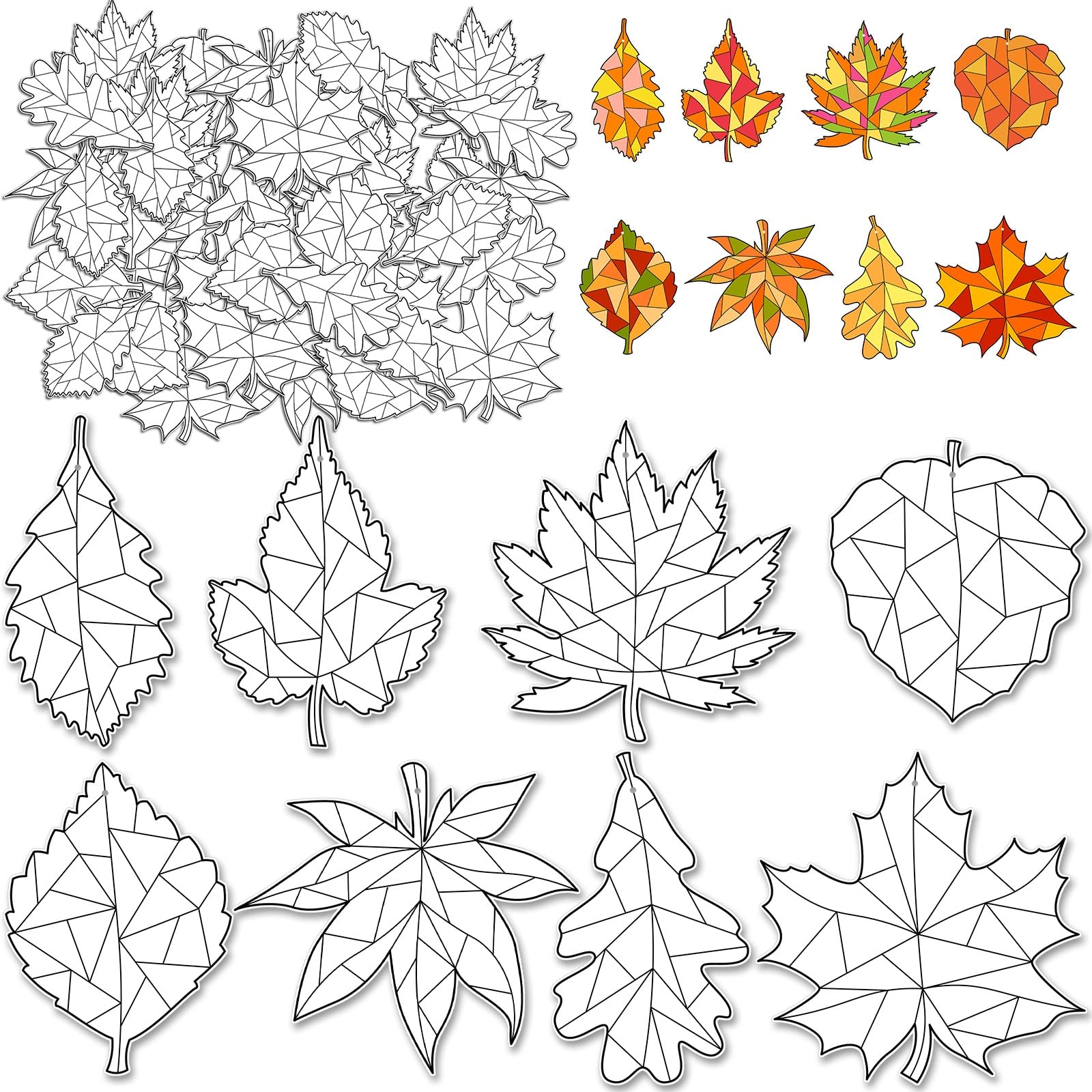 Amazon Qeeenar 80 Piezas De Hojas De Oto o De Acci n De Gracias Para Colorear DIY Hojas De Colores Para Ni os Adornos De Hojas De Arce De Oto o Para Ni os Fiesta De Acci n