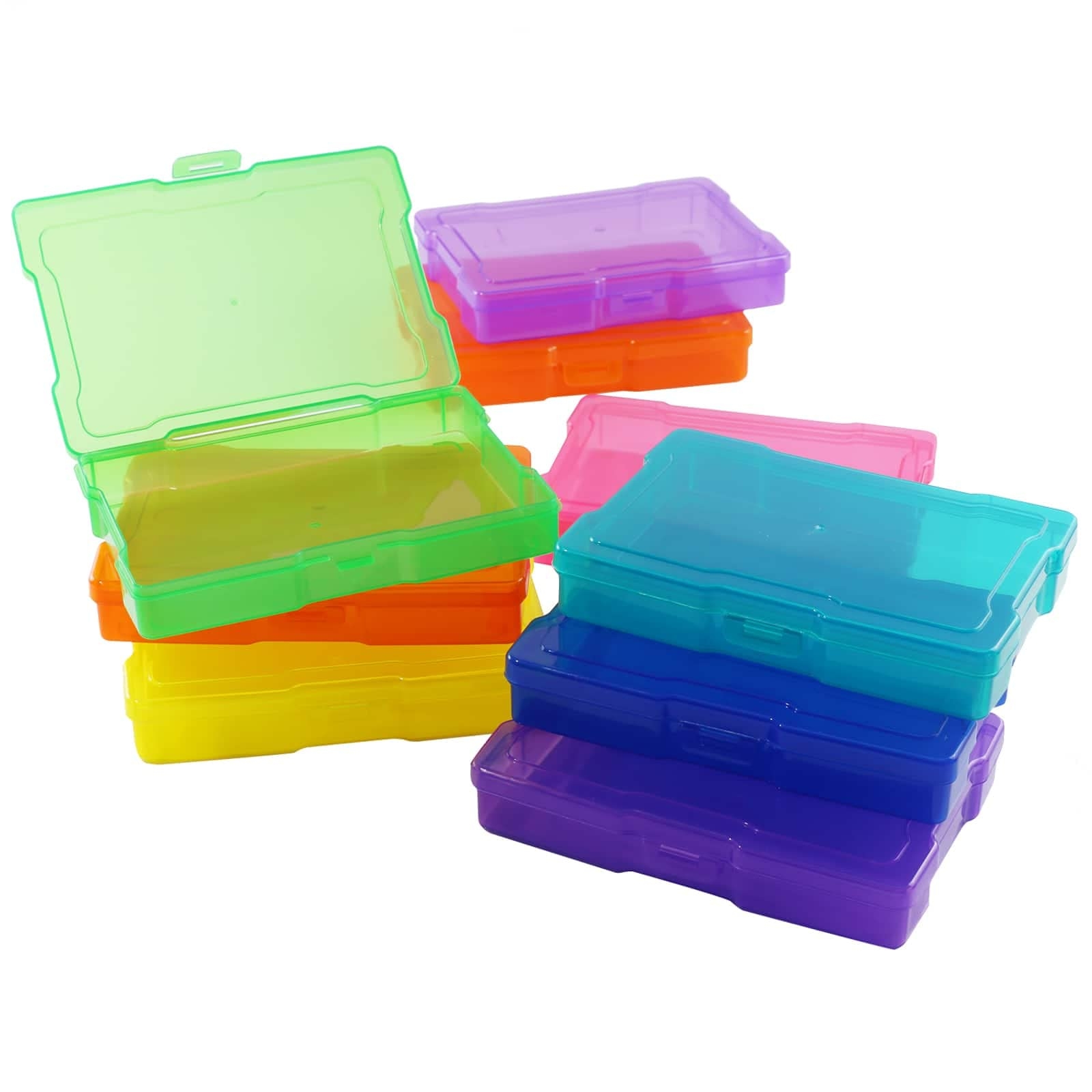 Amazon Simply Tidy Rainbow Plastic Photo Craft Keeper Box Acid Free Container Includes 16 Cases And Holds Up To 1 600 Photos Bulk 8 Pack