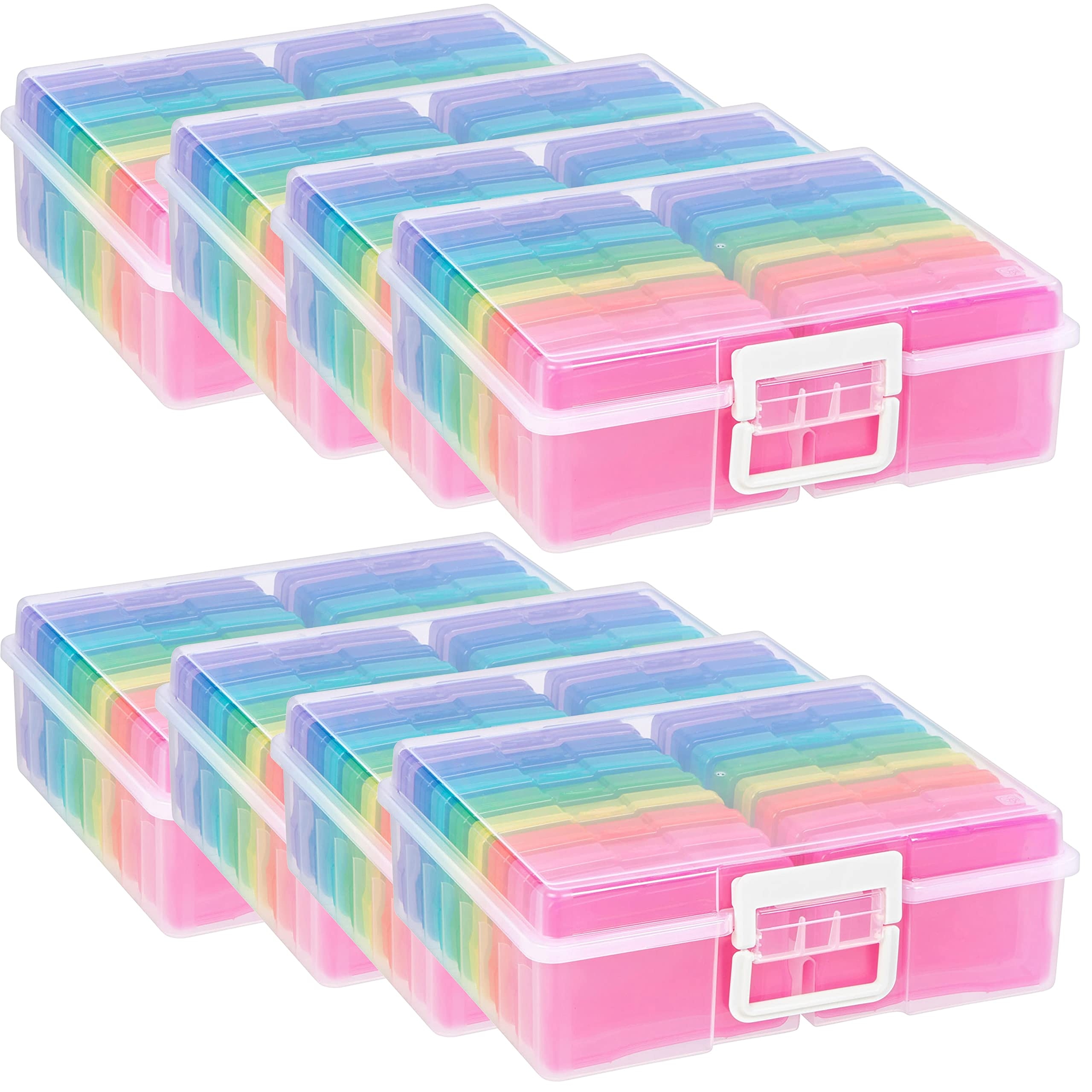 Amazon Simply Tidy Rainbow Plastic Photo Craft Keeper Box Acid Free Container Includes 16 Cases And Holds Up To 1 600 Photos Bulk 8 Pack