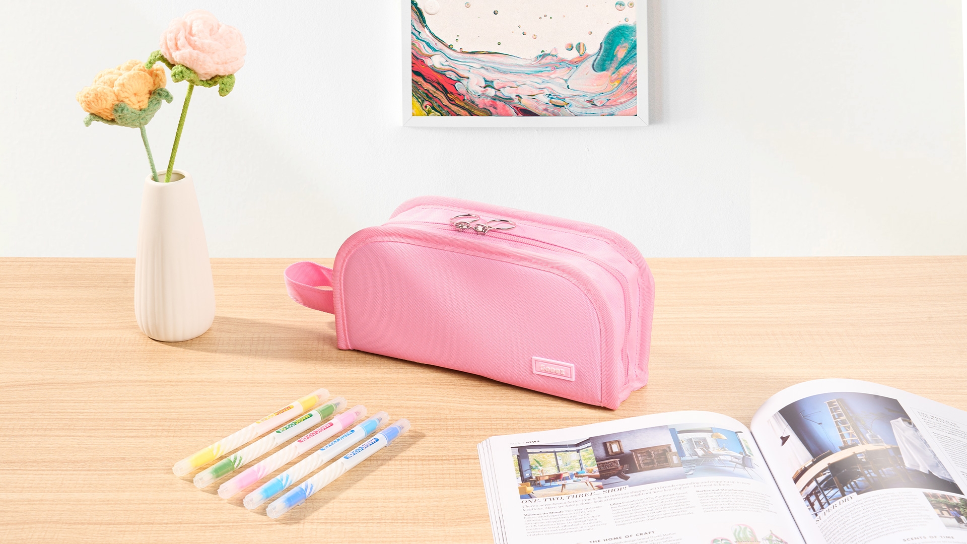 Amazon Sooez Wide Opening Pencil Pen Case Large Capacity Zipper Pencil Pouch Aesthetic Pencil Bag Cute School Supplies For Girls Compact Stationery Organizer Marker Pouch Makeup Bag For Girls Adult School 