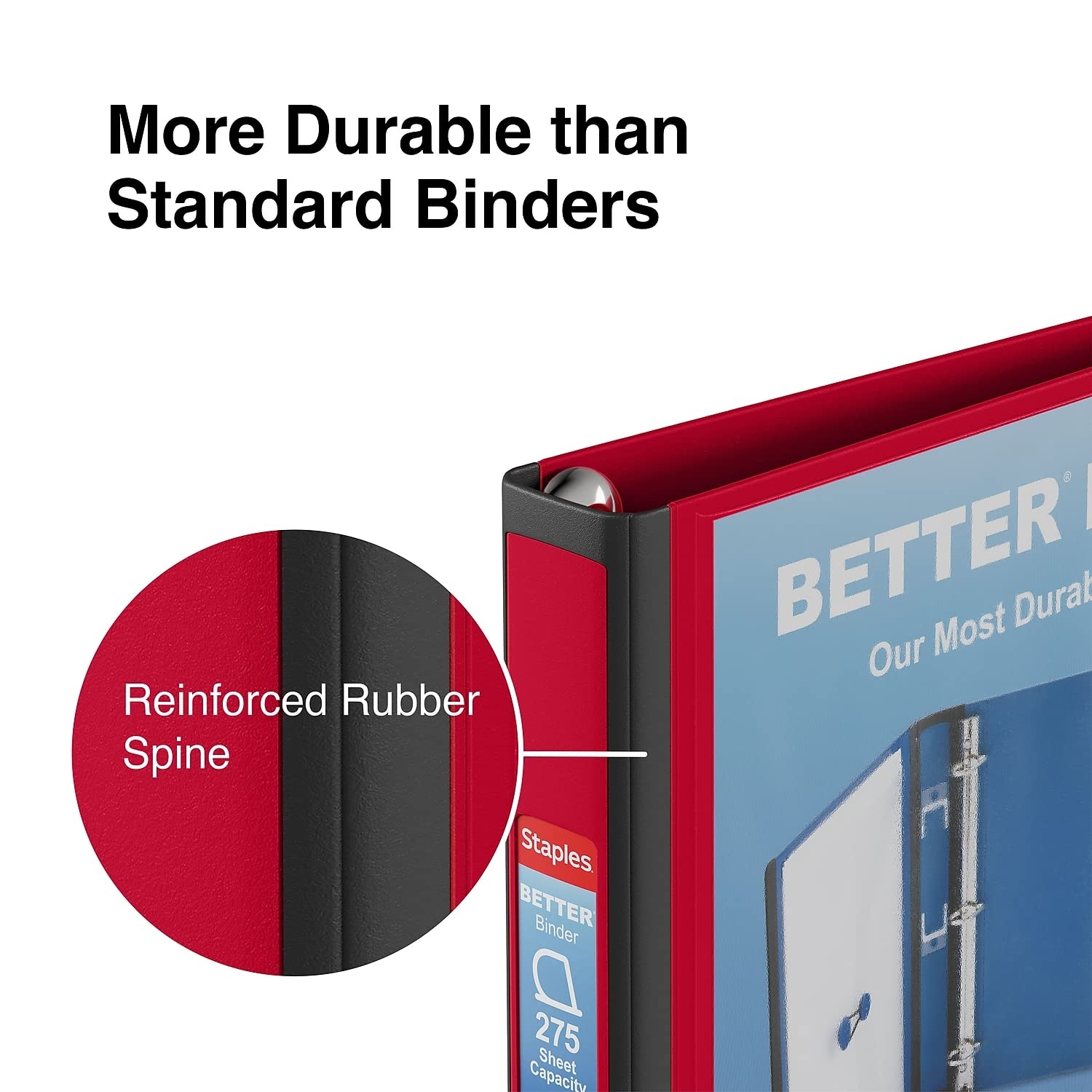 Amazon Staples 1 Inch Heavy Duty 3 Ring Binder Large Capacity D Ring Red School Durable Polypropylene Removable Spine Label Office Products