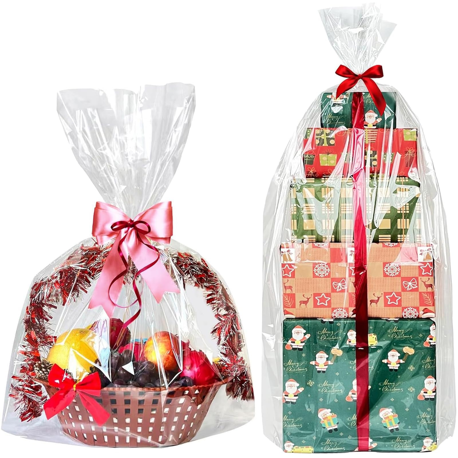 Amazon SYOGUA Large Clear Cellophane Bags 3 Mil Thick 30 X 40 Jumbo Gift Baskets Bags Crystal Clear Cellophane Wrap Big Plastic Christmas Gift Bags For Packaging 10 Pack Health Household