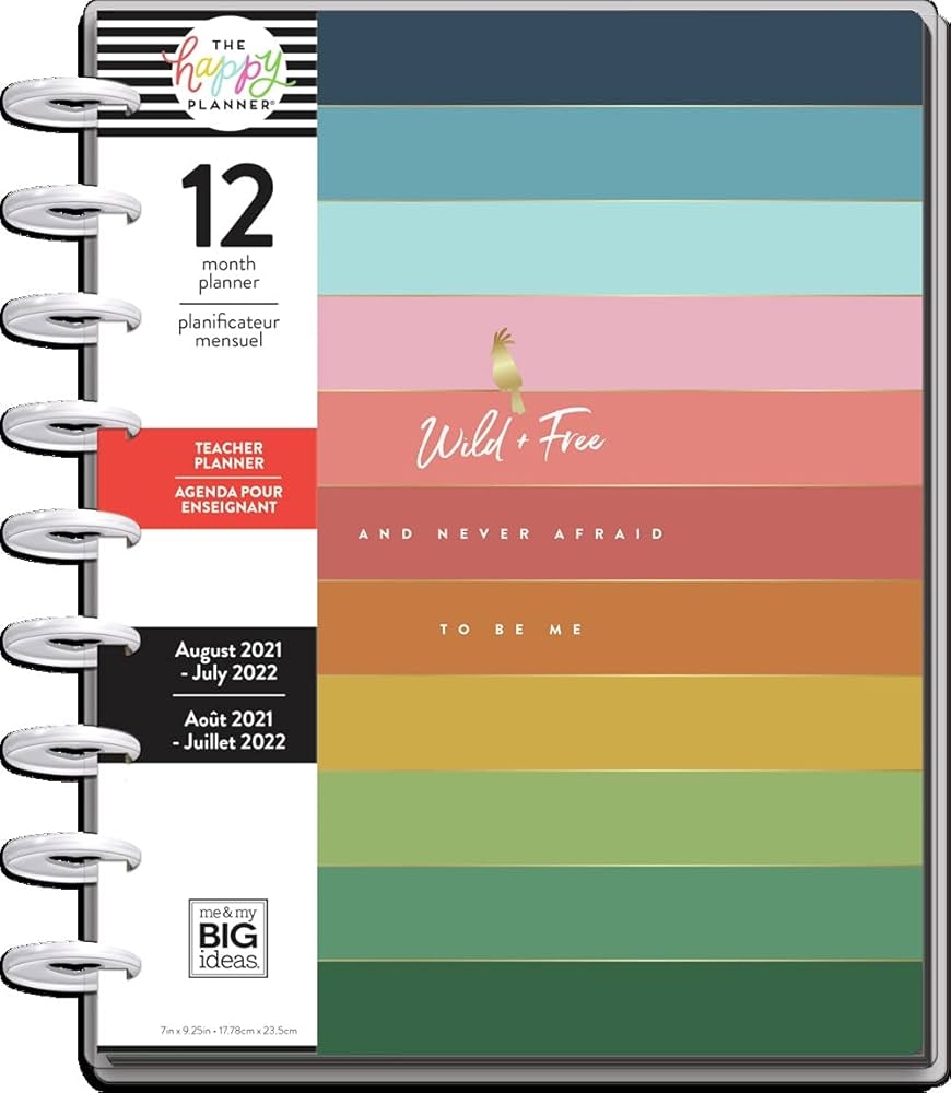 Amazon The Happy Planner Classic Sized 12 Month Teacher Planner Wild Free Teacher Theme August 2021 July 2022 Teacher Layout Monthly Weekly Disc Bound Pages 8 75 X 9 75 Office Products