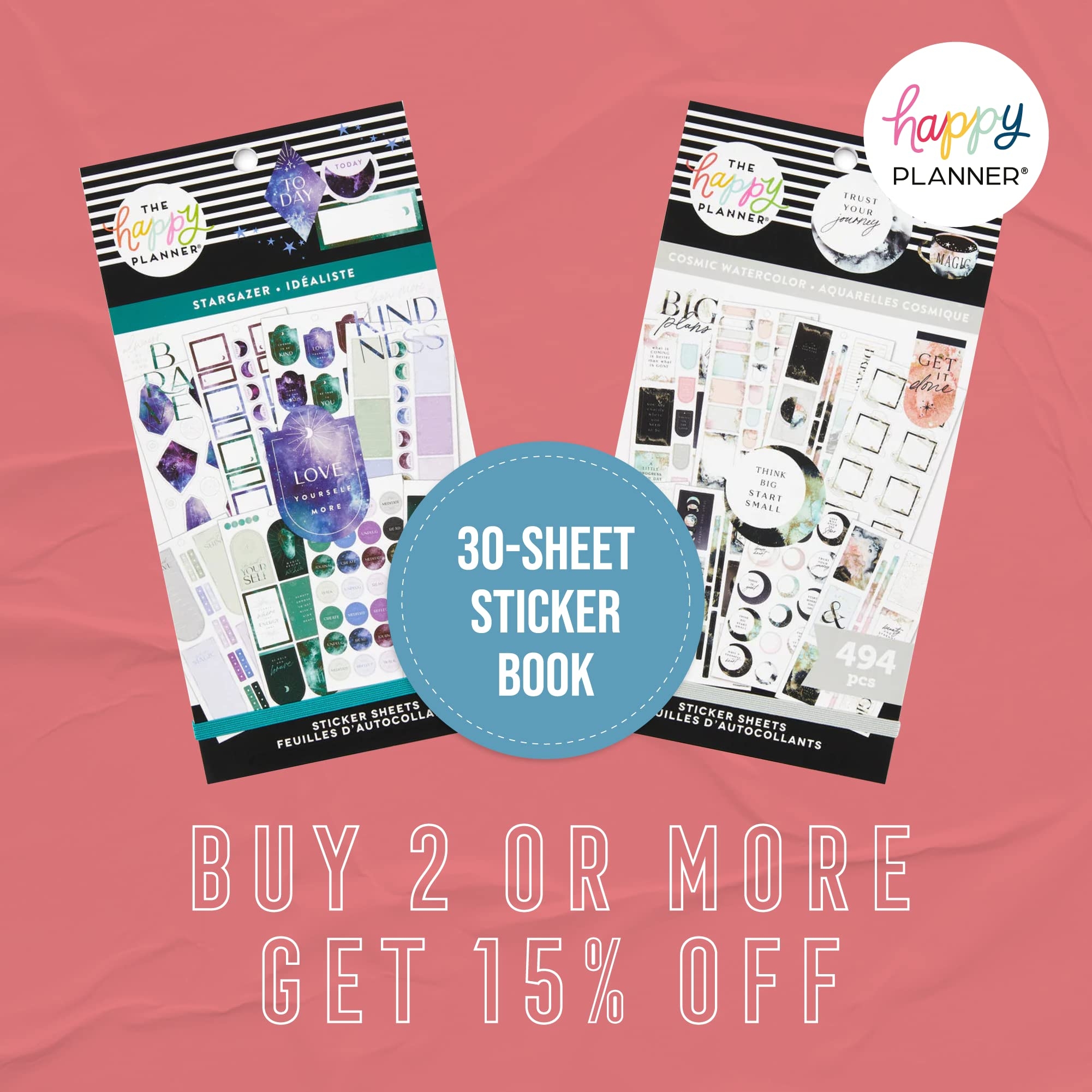 Amazon The Happy Planner Sticker Pack For Calendars Journals And Projects Multi Colour Easy Peel Scrapbook Accessories Radiate Theme 30 Sheets 571 Stickers Total Office Products