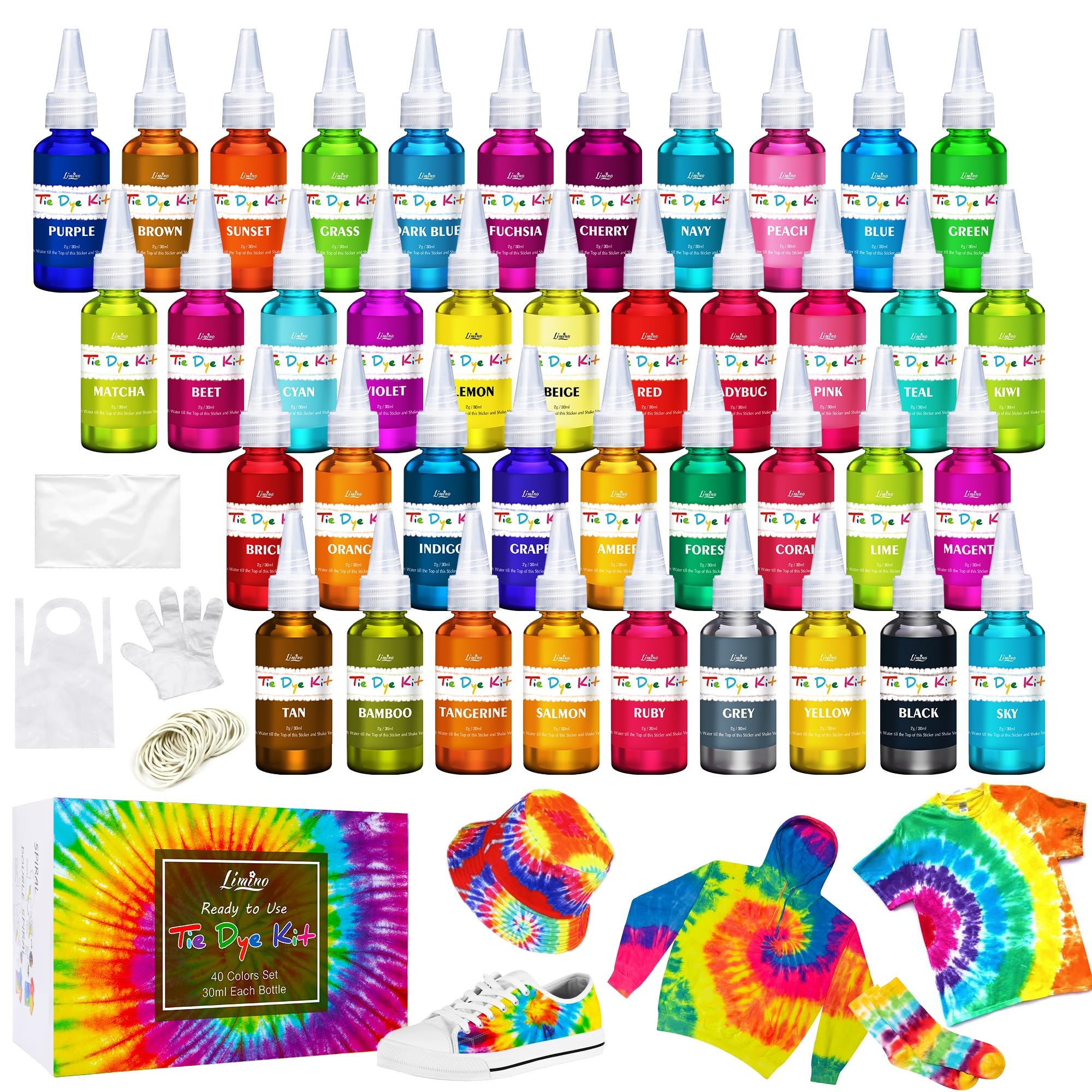 Amazon Tie Dye Kit 40 Colors Permanent Fabric Dye With Rubber Bands Gloves Table Cover Apron For Kids And Adults Tie Dye Art All in 1 Textile Paint Dye For DIY Shirt Hoodie