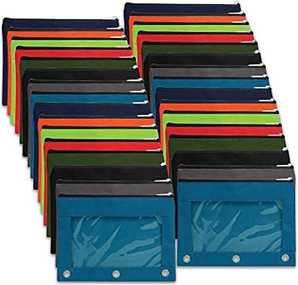 Amazon Trail Maker 100 Pack Clear Pencil Pouch For 3 Ring Binder Bulk 3 Ring Pencil Pouch Bags For Binder With See Through Window And Zipper Large Binder Pencil Pouch Bundle