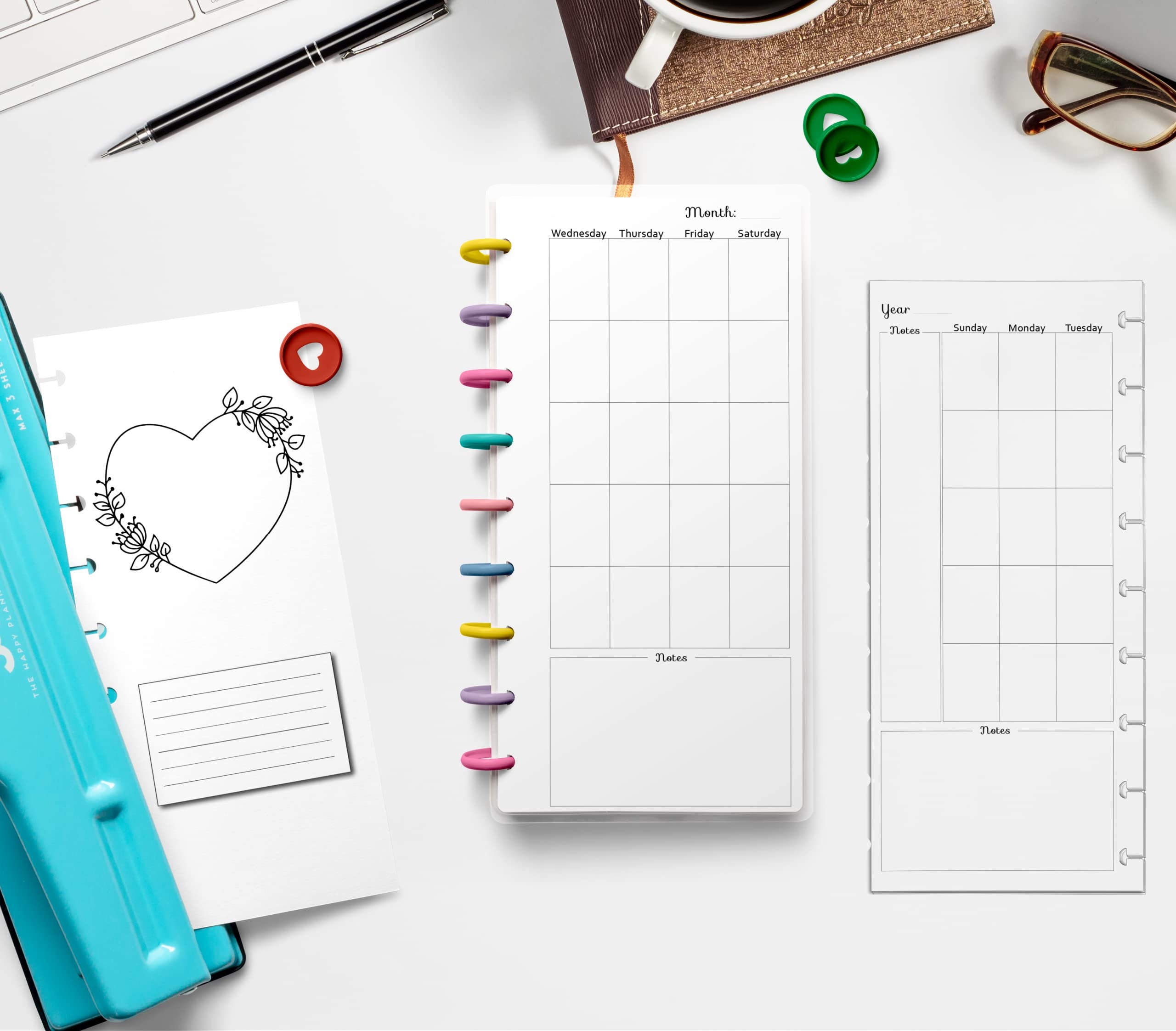 Amazon Undated Monthly Calendar Insert Fits 9 Disc Skinny Classic Happy Planners Flora Office Products