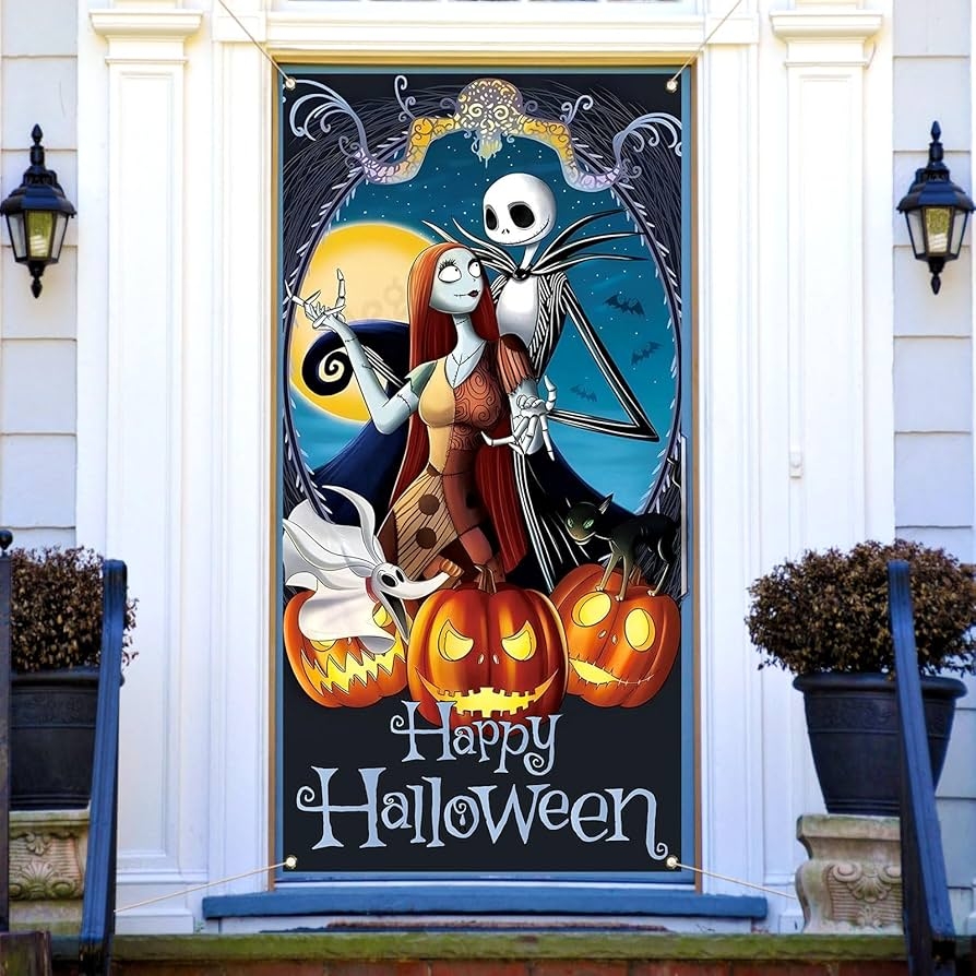 Amazon Vohado Happy Halloween Door Cover Christmas Decoration Birthday Front Porch Sign Background For Indoor Outdoor Home Decor Patio Lawn Garden