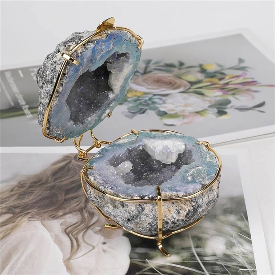 Amazon Watch Boxes Crystal Geode Irregular Ring Box 100 Natural Crystal Agate Cluster Titanium Coated Quartz Ring Holder For Women Girls Color A Size 8x8cm Clothing Shoes Jewelry