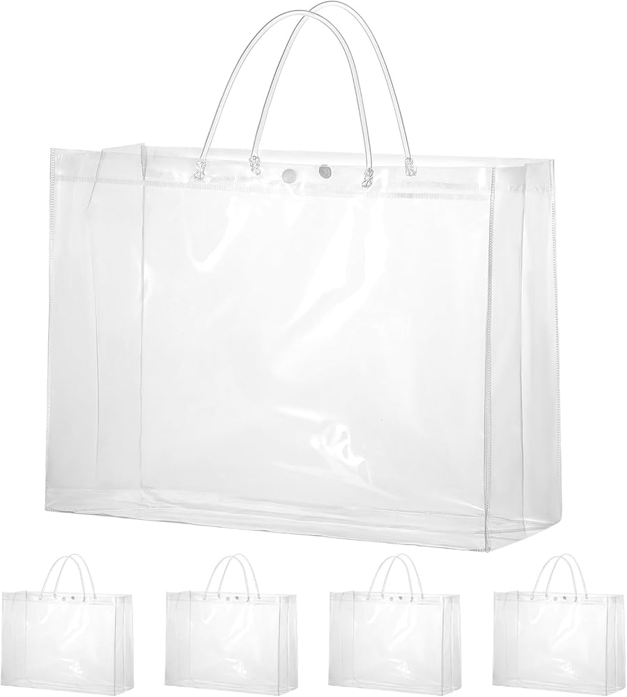 Amazon Woric 15 Pack Large Clear Gift Bags With Handle 15 47 X6 x12 Large Plastic Gift Bags Shopping Bag For Small Business Gifts Wedding Valentine s Day Party Favors Birthday Health Household