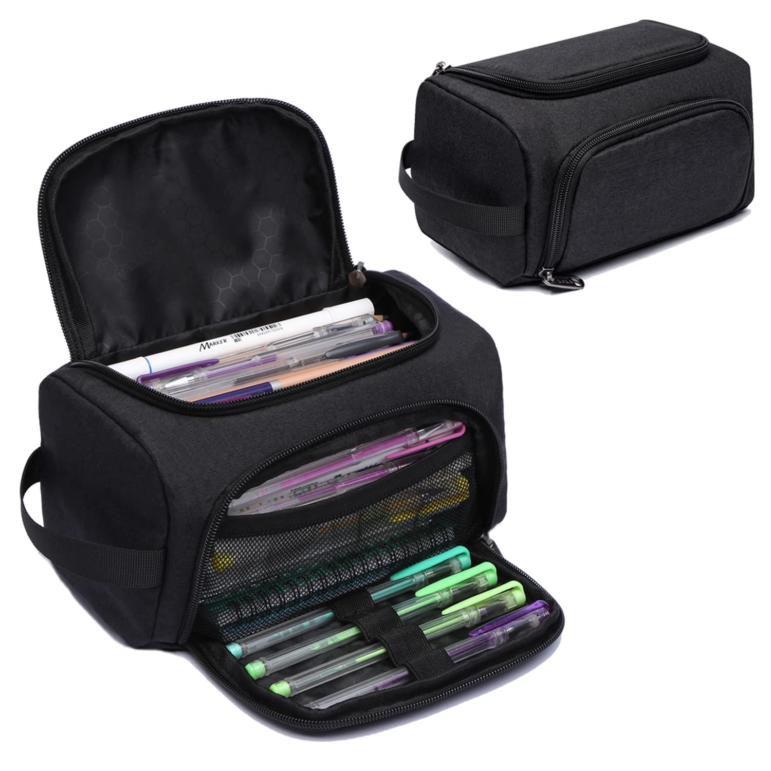 Amazon XQXA Large Capacity Pencil Case Organizer Multifunctional Extra Big Pencil Pouch With Compartmens Travel Simple Stationery Pen Bag Fabric Pencil Bag For Men Women Girl Boy Black Arts Crafts 