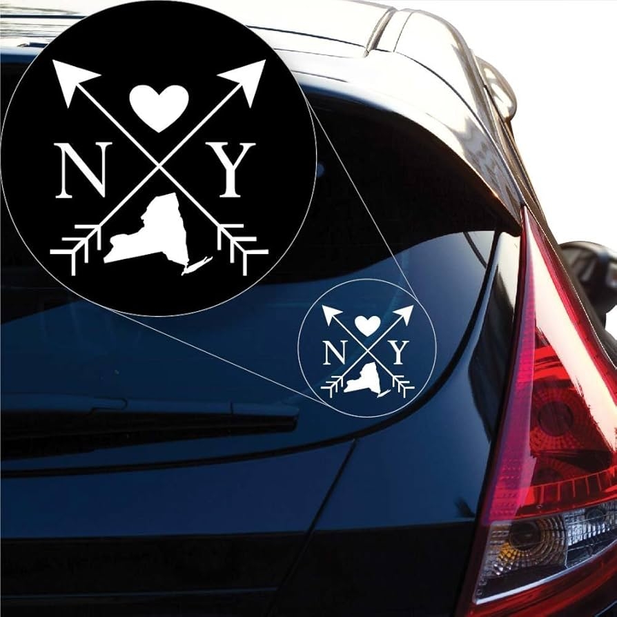 Amazon Yoonek Graphics New York Love Cross Arrow State NY Decal Sticker For Car Window Laptop And More 1099 6 X 6 White Sports Outdoors