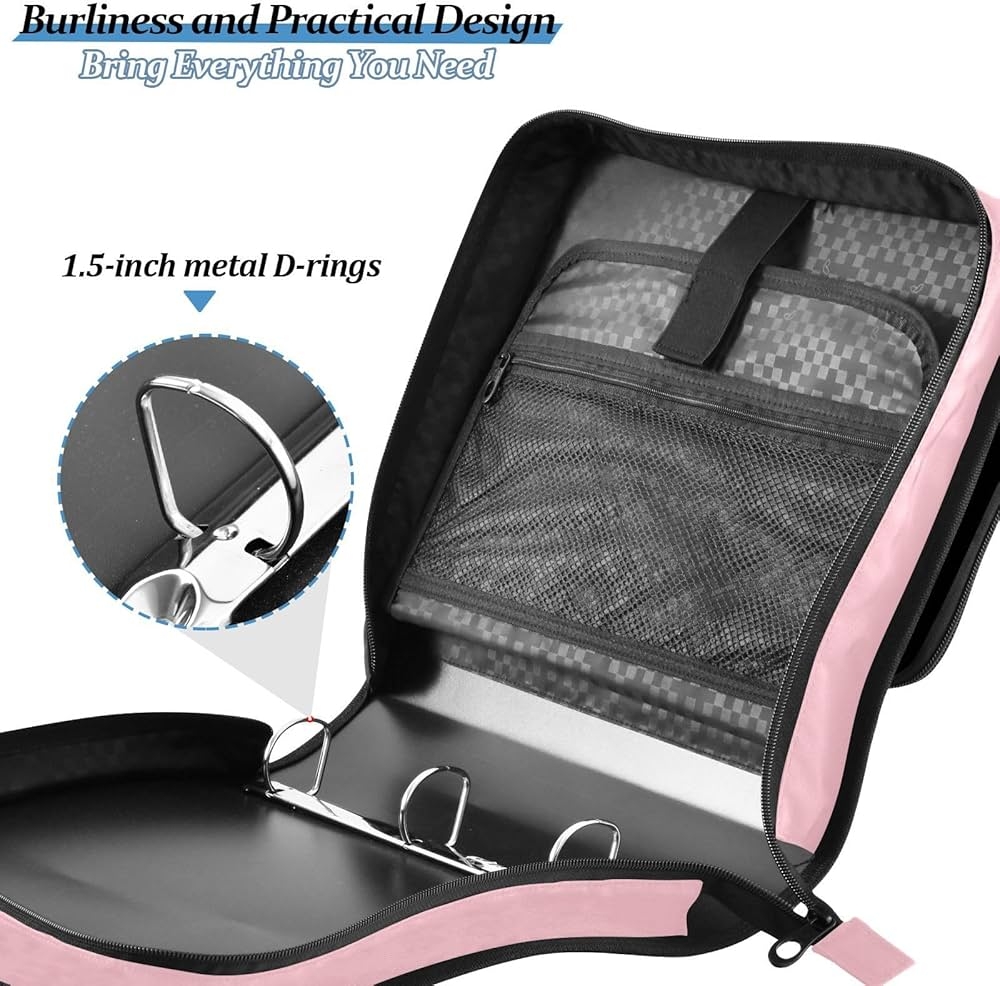 Amazon Zipper Binder Pink 3 Ring Binder 500 Sheets Capacity Binder Organizer Bag Office Products