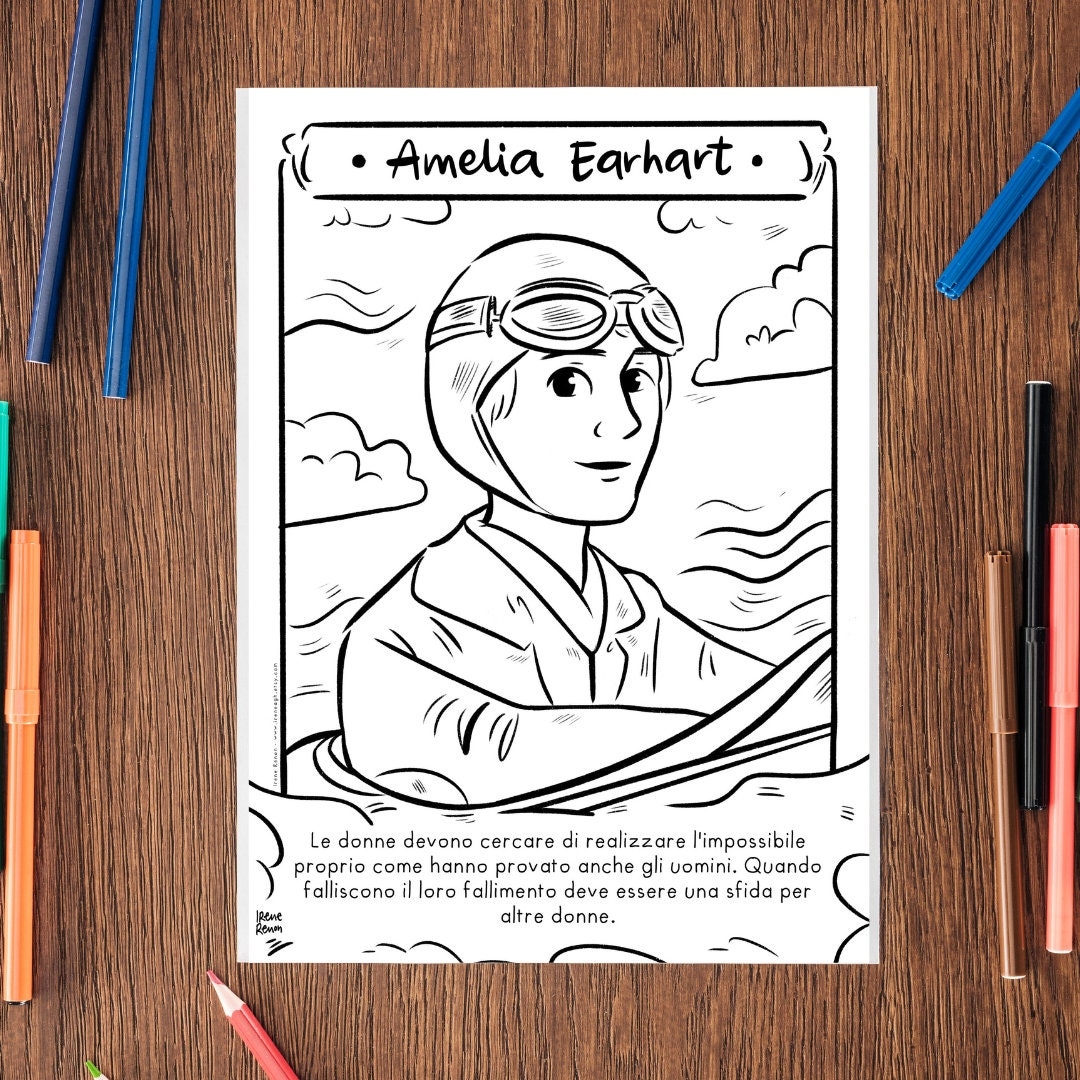 coloring pages of amelia earhart
