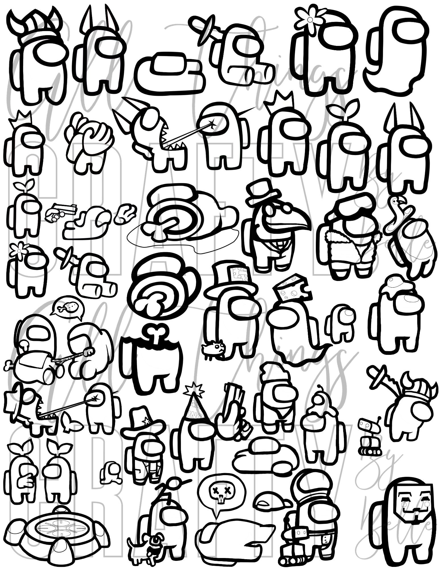 Among Us Coloring Sheets 36 Digital PDF Coloring Pages Etsy Israel