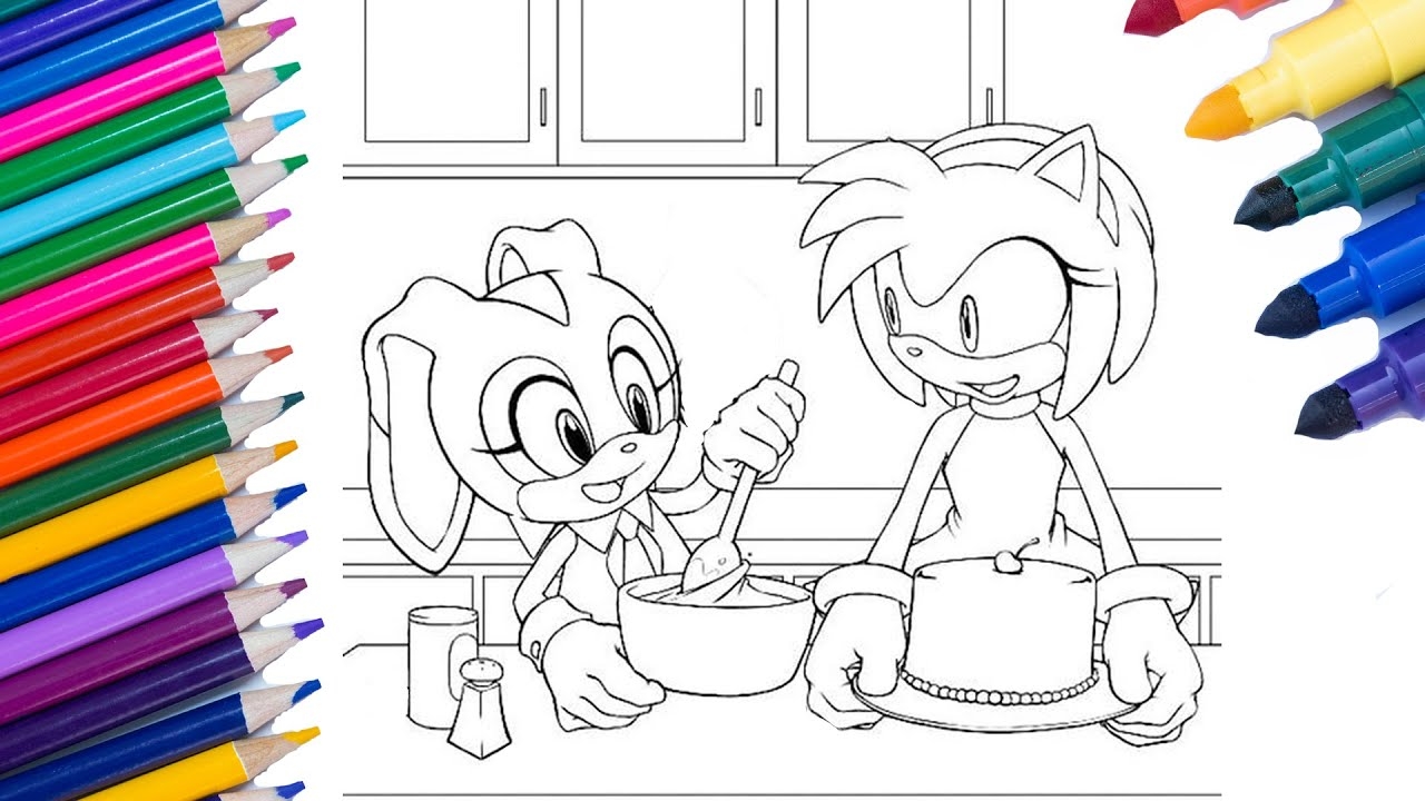 Amy Rose And Cream The Rabbit Coloring Pages Sonic The Hedgehog Coloring Pages YouTube