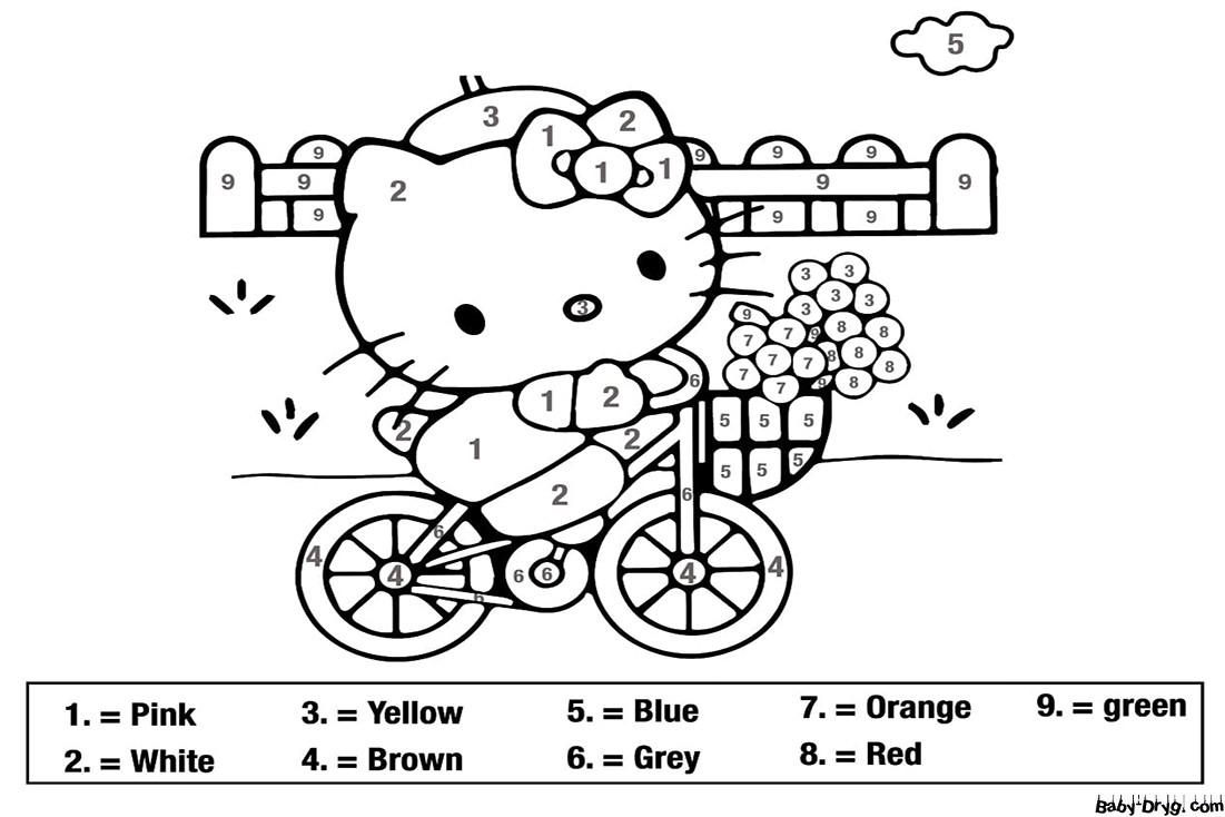 Angel Hello Kitty Color By Number Color By Number Coloring Pages