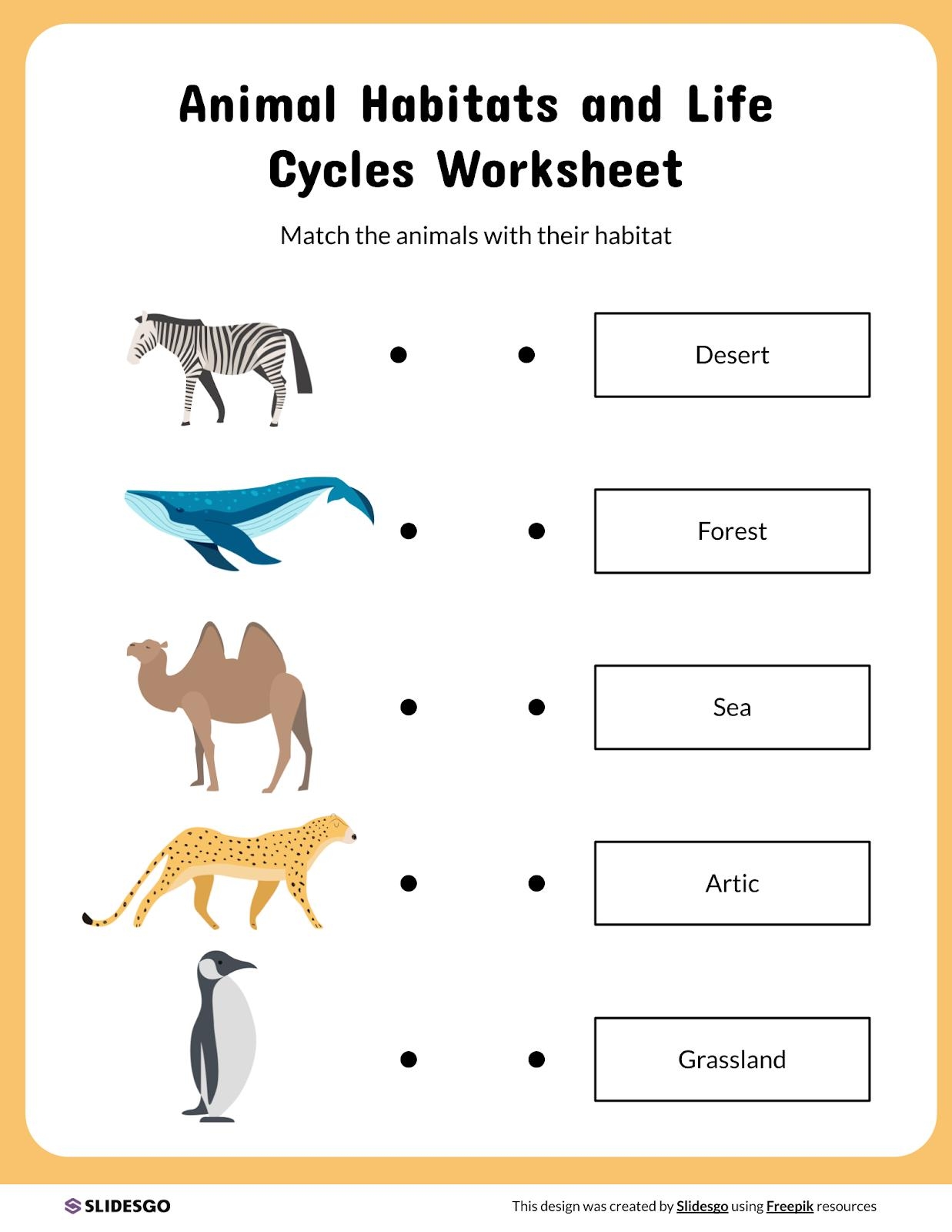 habitat animals worksheet
