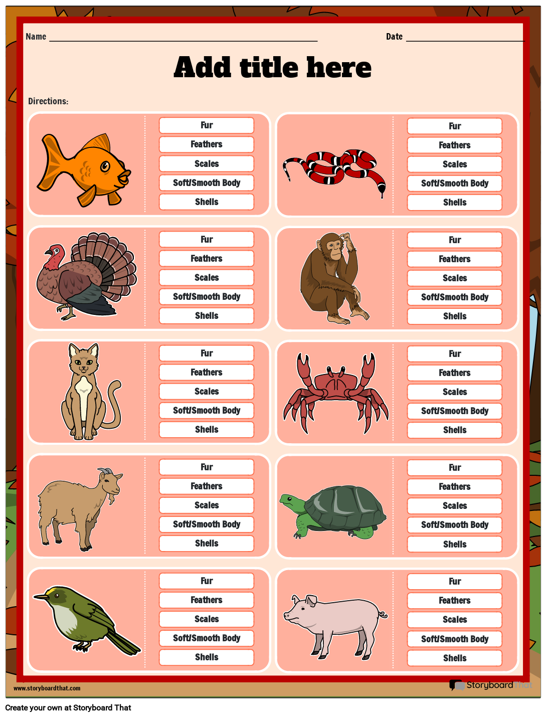Animal Worksheets Engaging Activities By Storyboard That