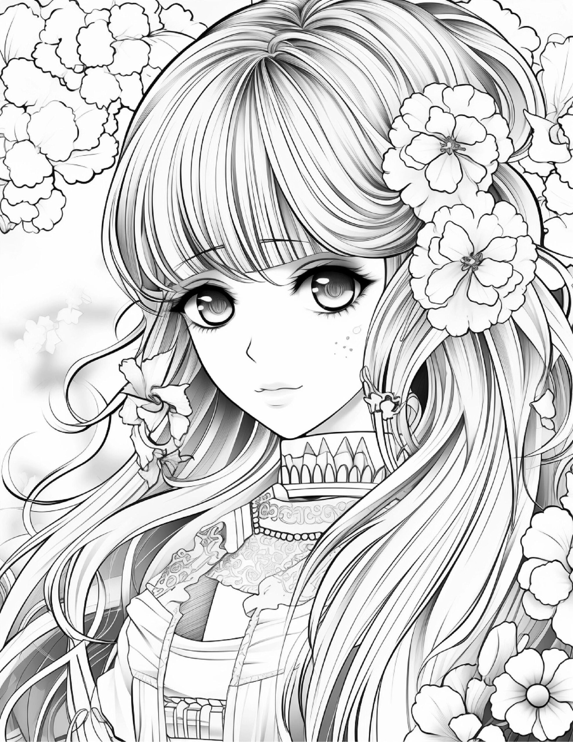 Anime Coloring Pages 200 Pages Printable Instant Download PDF Best Selling Item Etsy Coloring Book Trending On Etsy Etsy