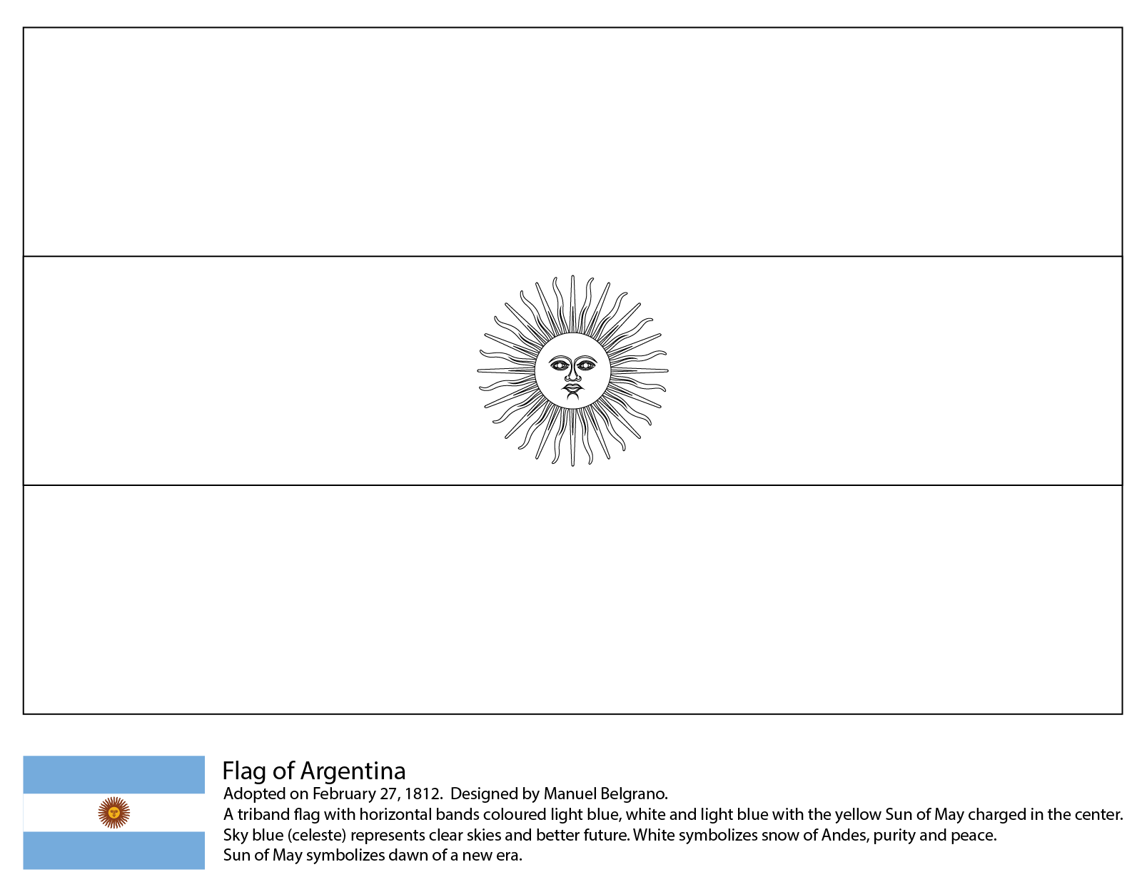 Argentina Flag Coloring Page Free Printable