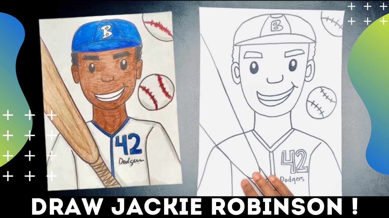 Art Lesson How To Draw Jackie Robinson Baseball Player Black History Month YouTube