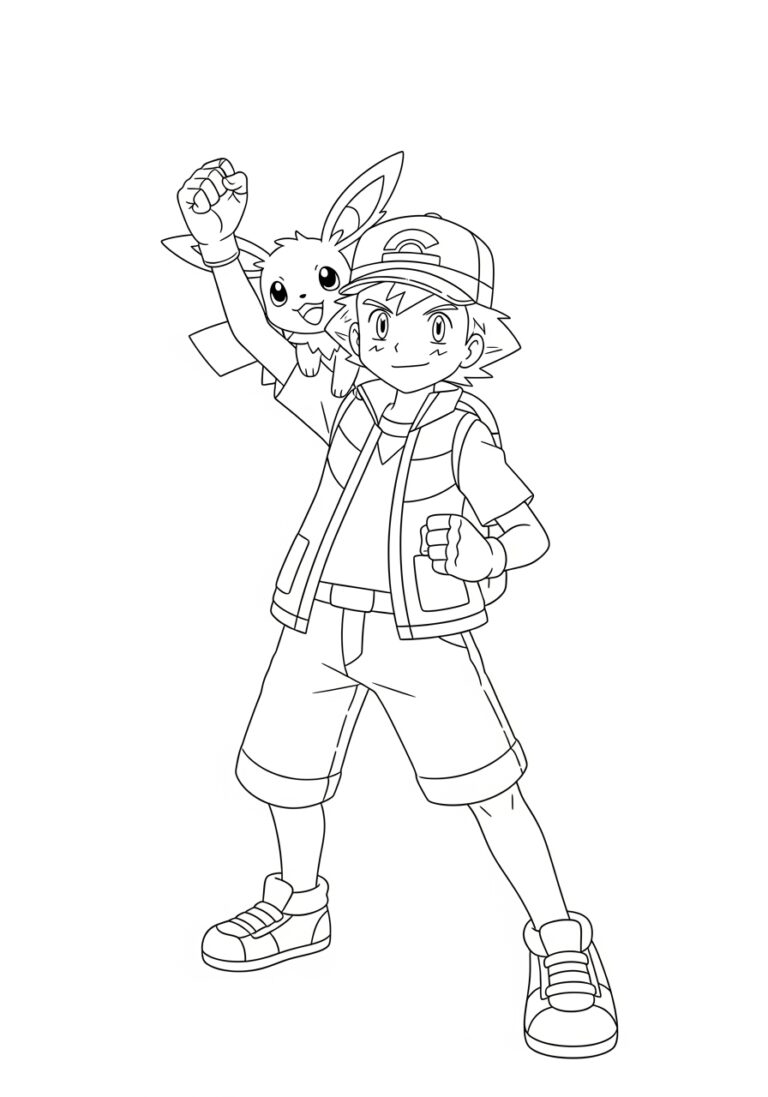 Ash Pok mon Coloring Page Printable Adventure Fun