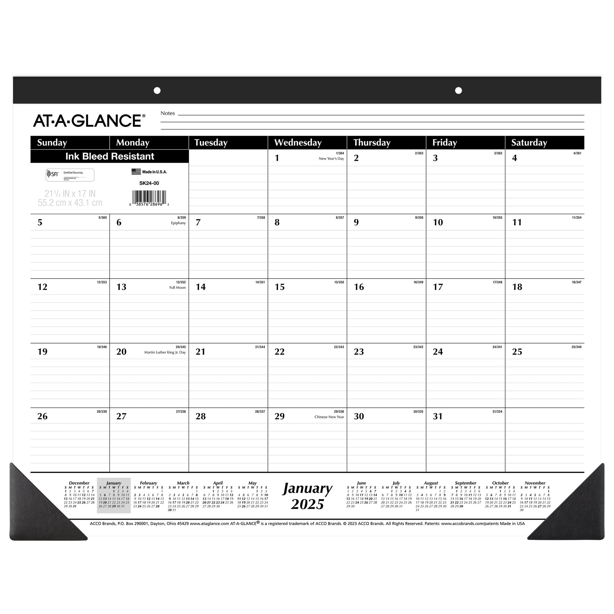AT A GLANCE 2025 Large Monthly Desk Pad Calendar Office Supplies Flat Lined 21 3 4 X 17 Walmart
