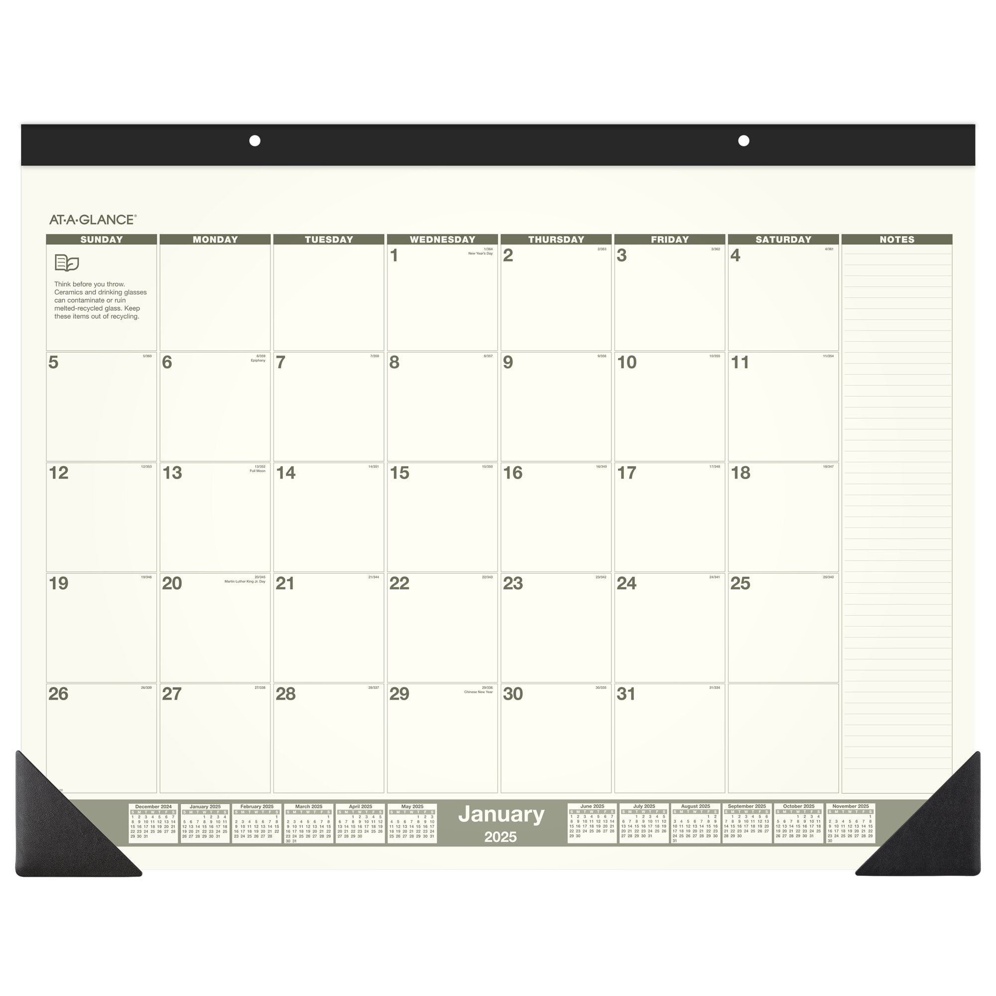 AT A GLANCE 2025 Recycled Monthly Desk Pad Standard 22 X 17 Desk Pad Calendars Walmart