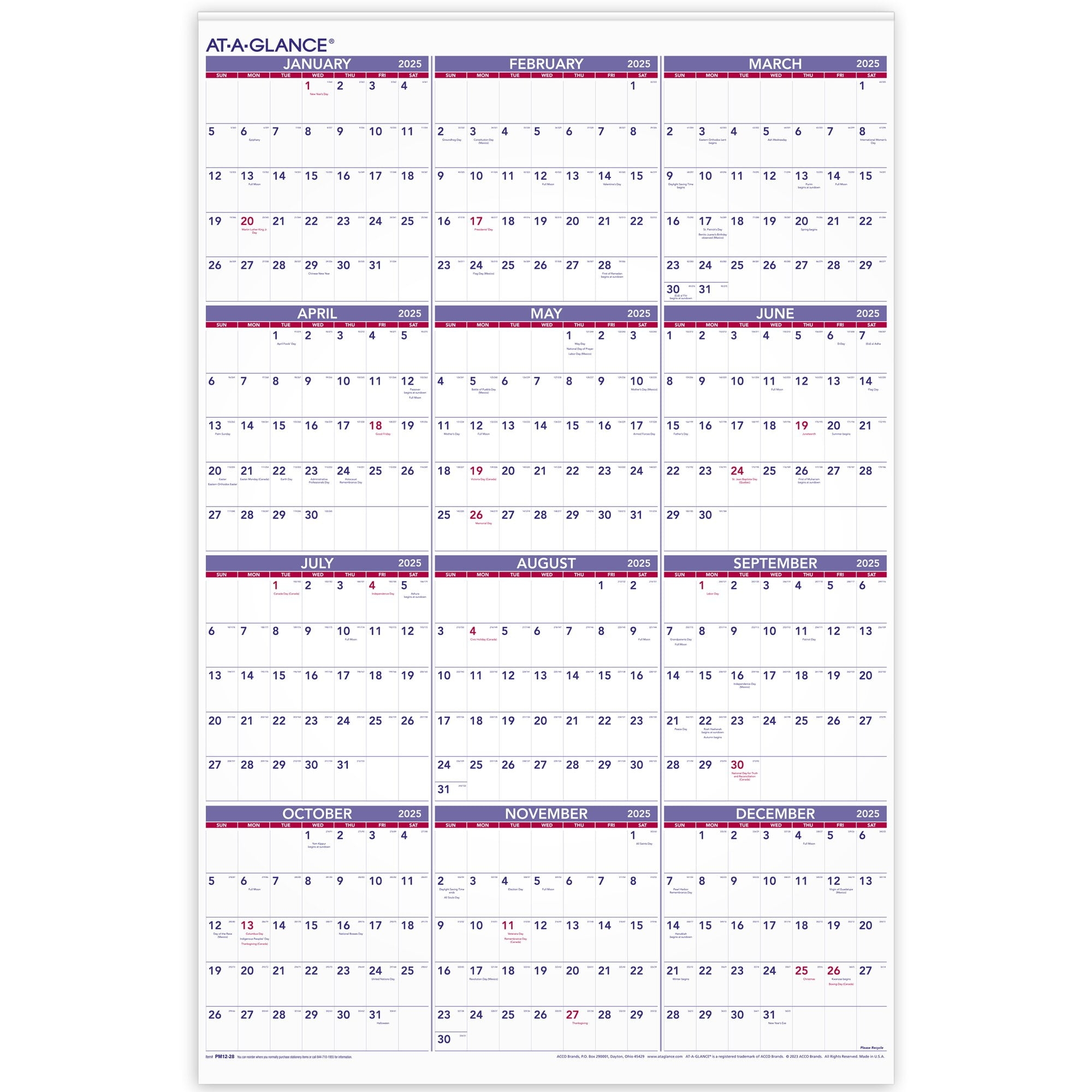 AT A GLANCE 2025 Yearly Wall Calendar Extra Large 24 X 36 Wall Calendars Walmart