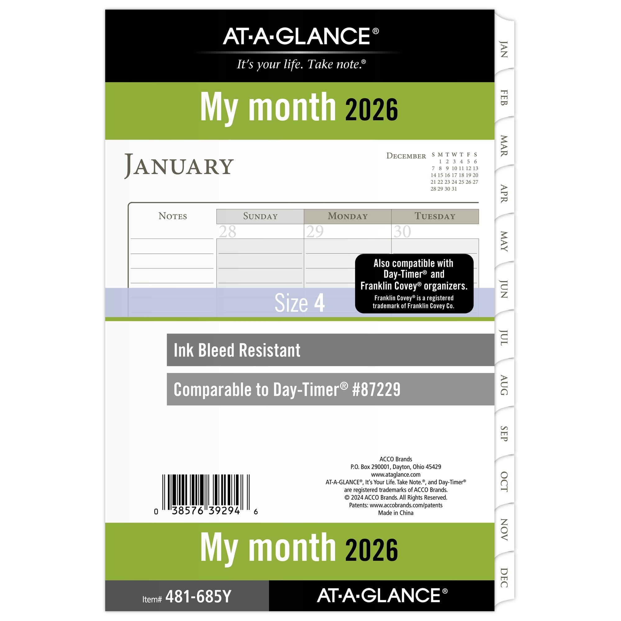 AT A GLANCE 2026 Monthly Planner Refill Loose Leaf Folio Size 8 12 X 11 Walmart