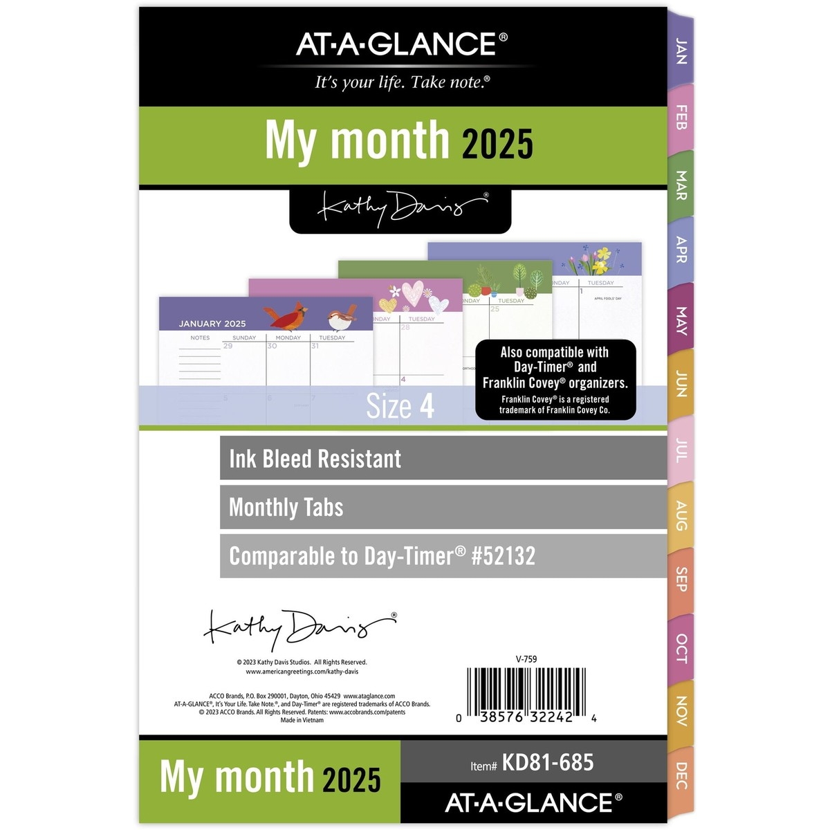 AT A GLANCE Kathy Davis2025 Monthly Planner Refill Loose Leaf Desk Size 5 12 X EBay