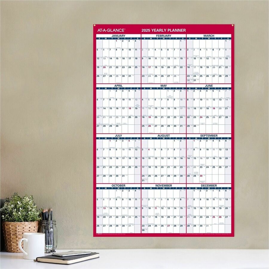 At A Glance Vertical Horizontal Reversible Wall Calendar Large Julian Dates Yearly 12 Month January 2026 To December 2026 36 X 24 Sheet Size White Sheet 