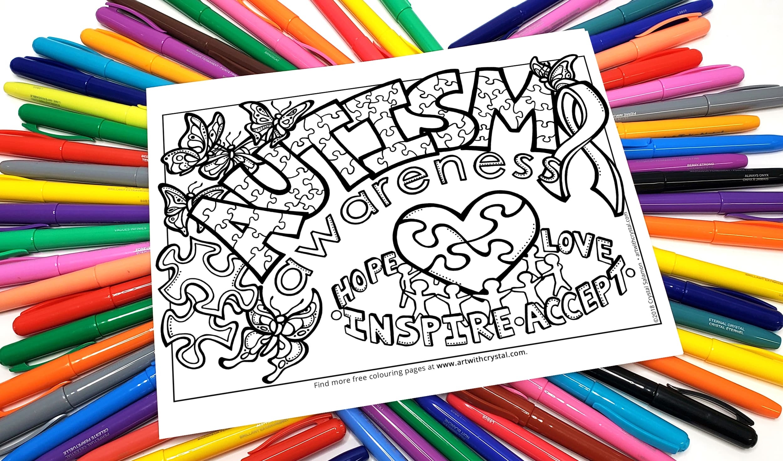 Autism Awareness Free Colouring Page ASD Autism Spectrum Disorder
