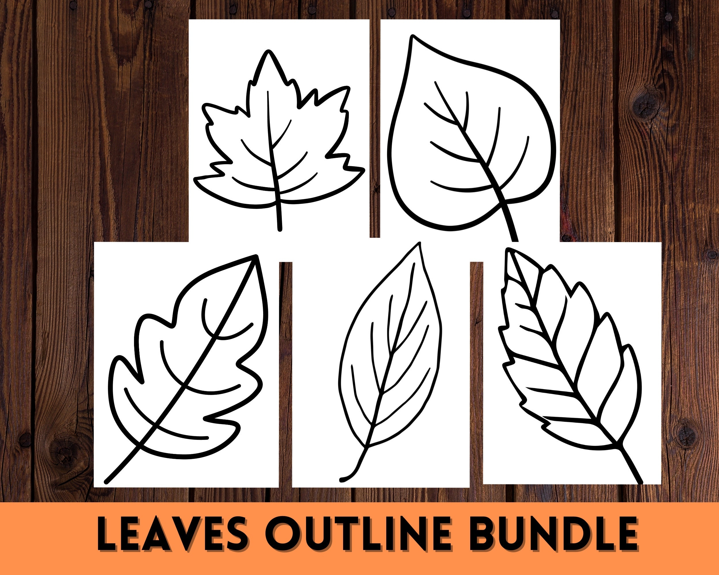 Autumn Leaf Outline Bundle Printable Fall Designs PDF PNG Etsy