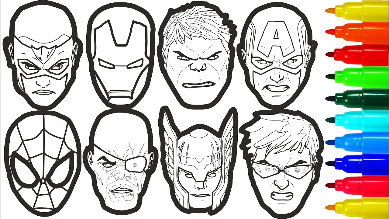 Avengers Faces Coloring Pages YouTube