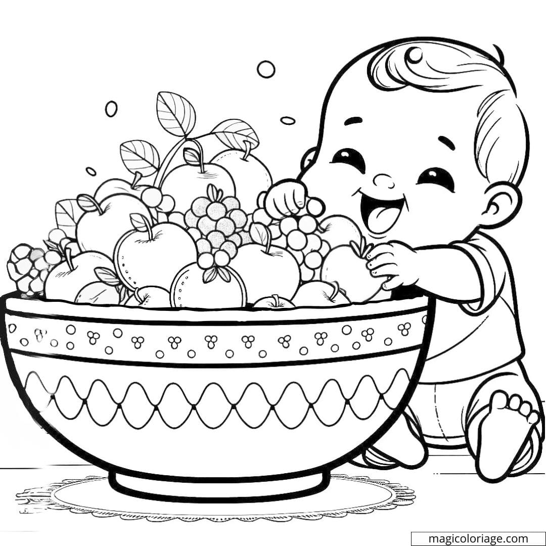 bowl of fruit colouring pages