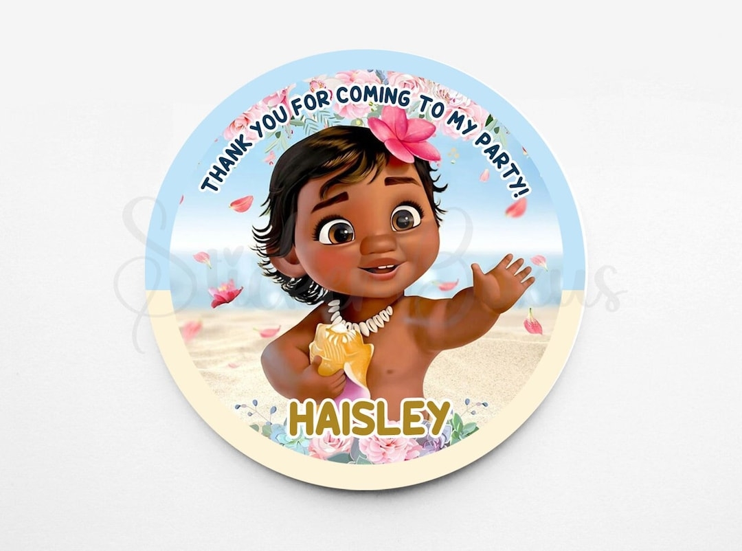 Baby Moana Birthday Stickers Personalized Baby Moana Stickers Custom Stickers Stickers For Every Occasion Favor Stickers Etsy