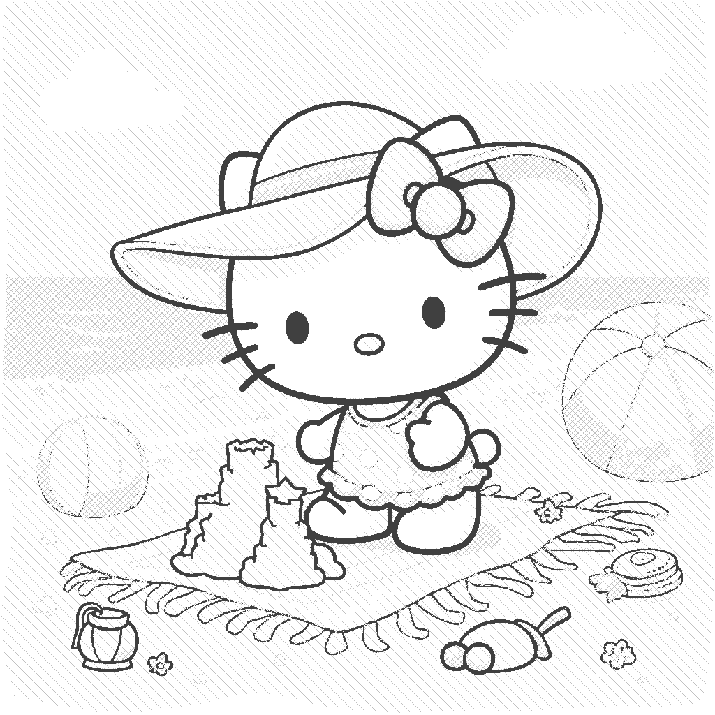 hello kitty beach coloring pages